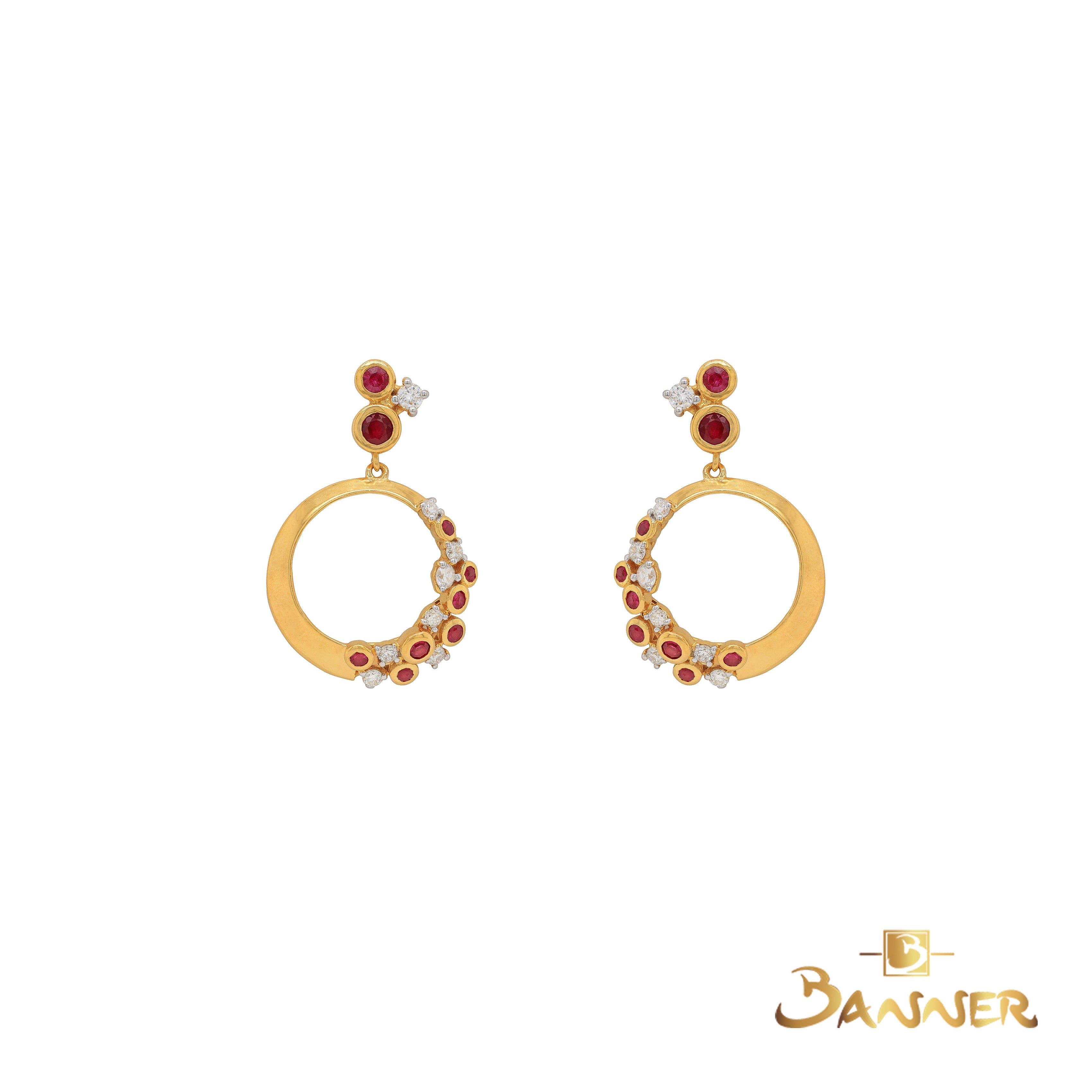 Ruby and Diamond Tessera Earrings