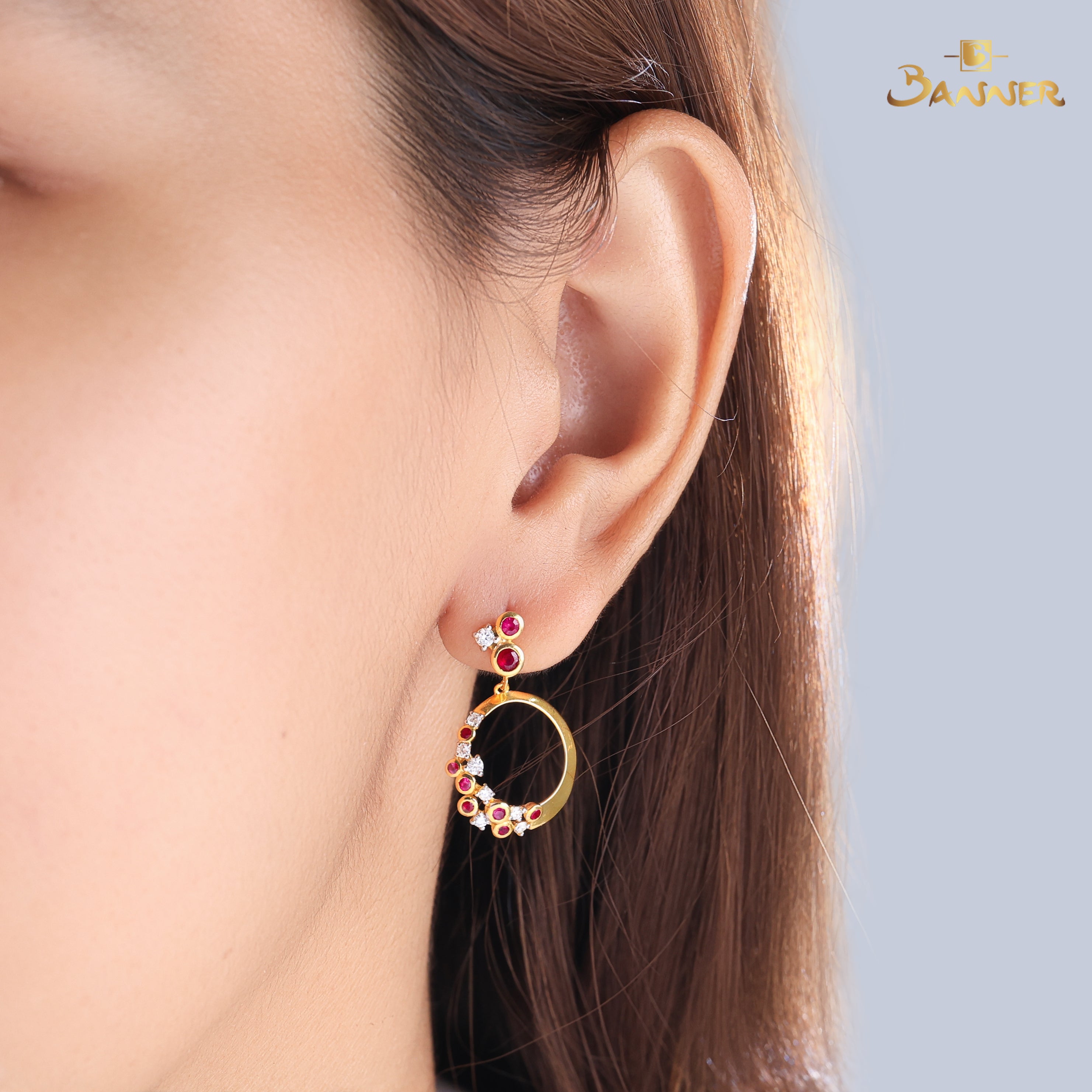 Ruby and Diamond Tessera Earrings
