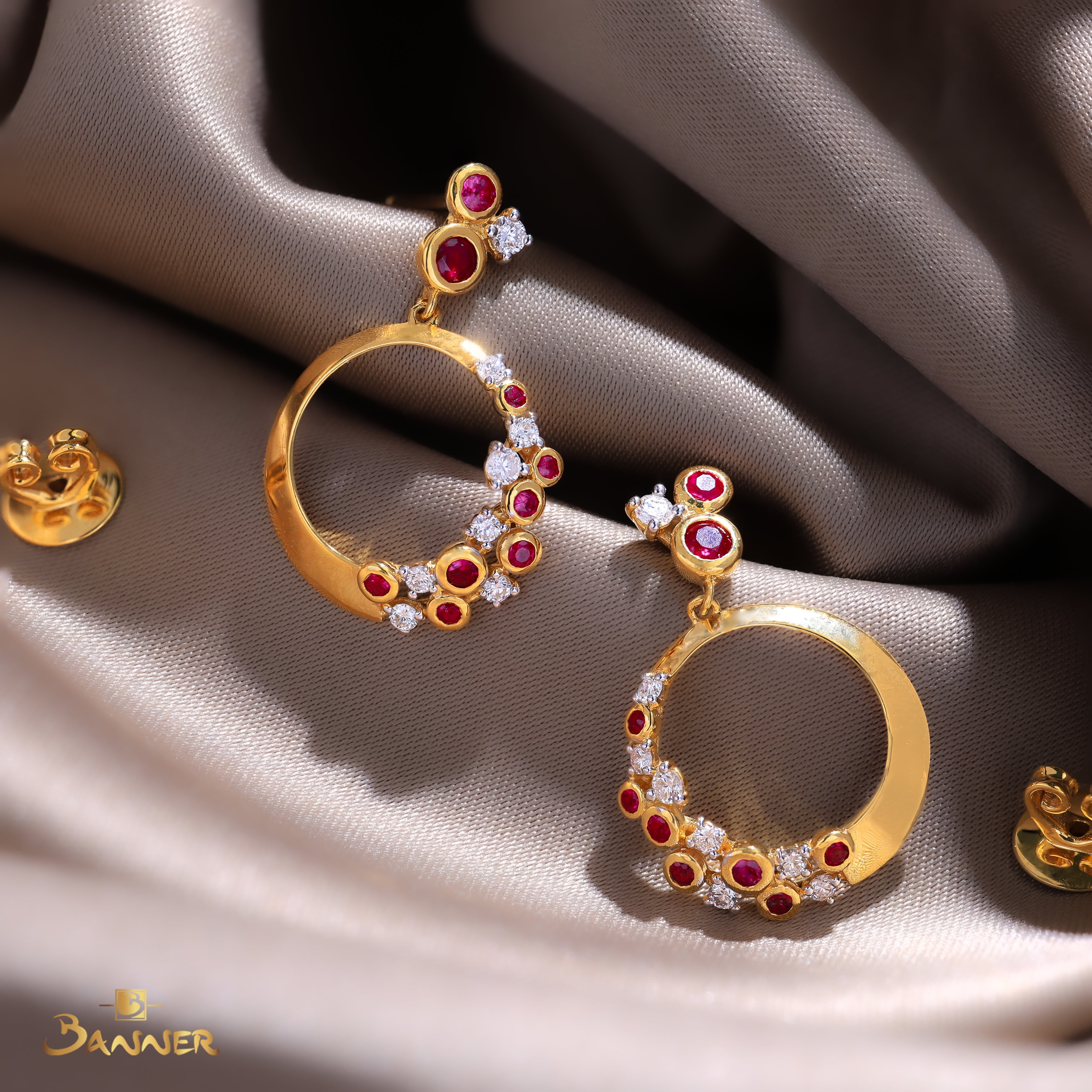 Ruby and Diamond Tessera Earrings