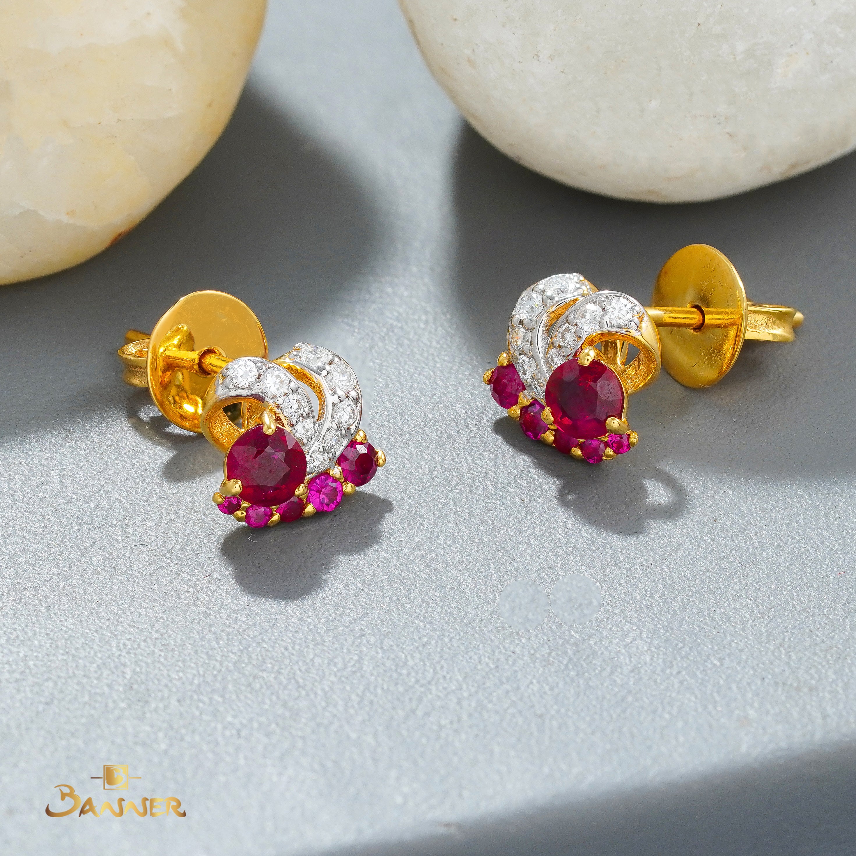 Ruby and Diamond Embrace Earrings