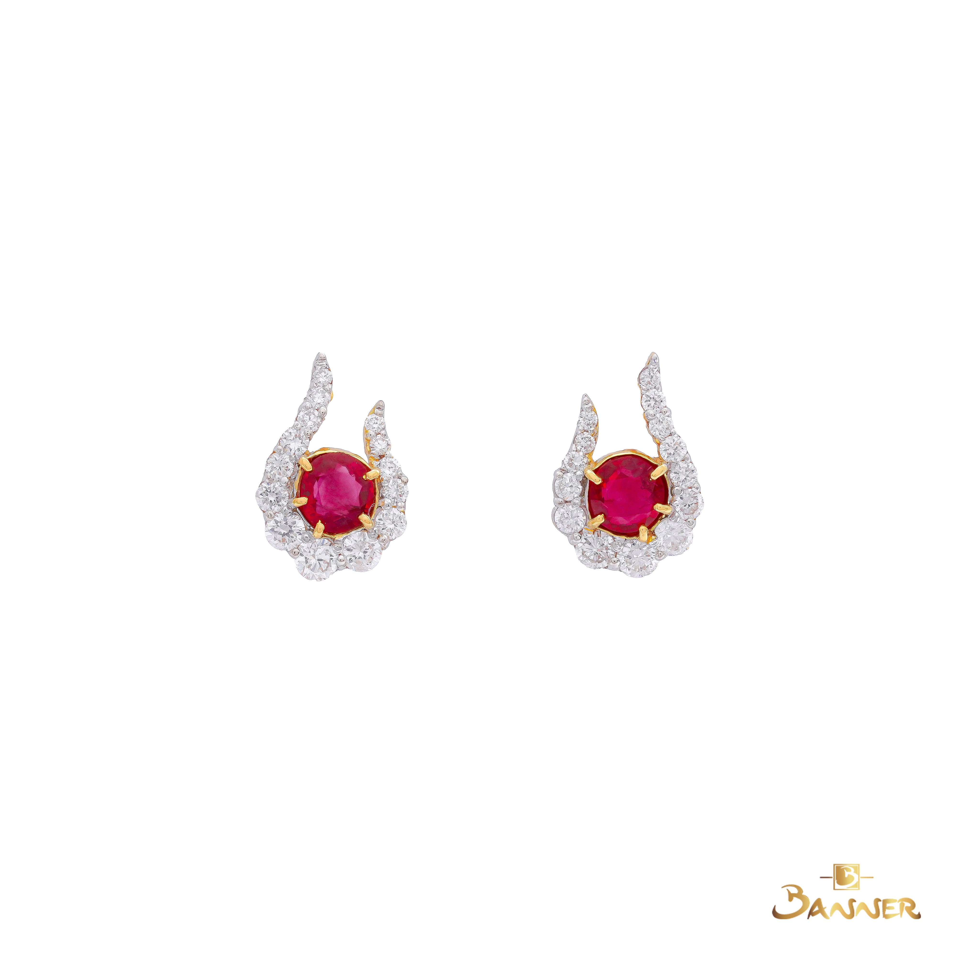 Ruby and Diamond Stallion Earrings