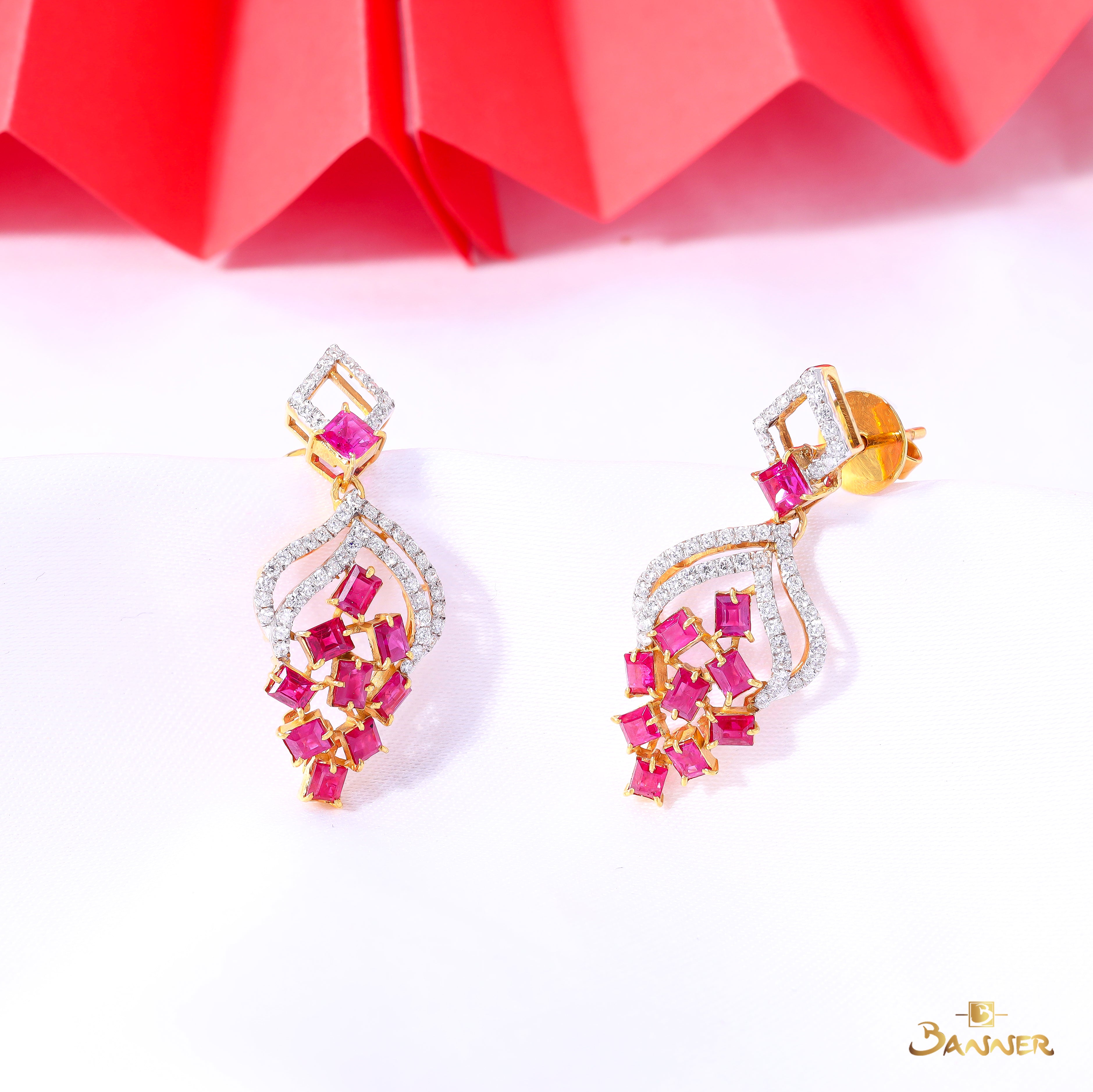 Ruby and Diamond Eternal Knot Earrings