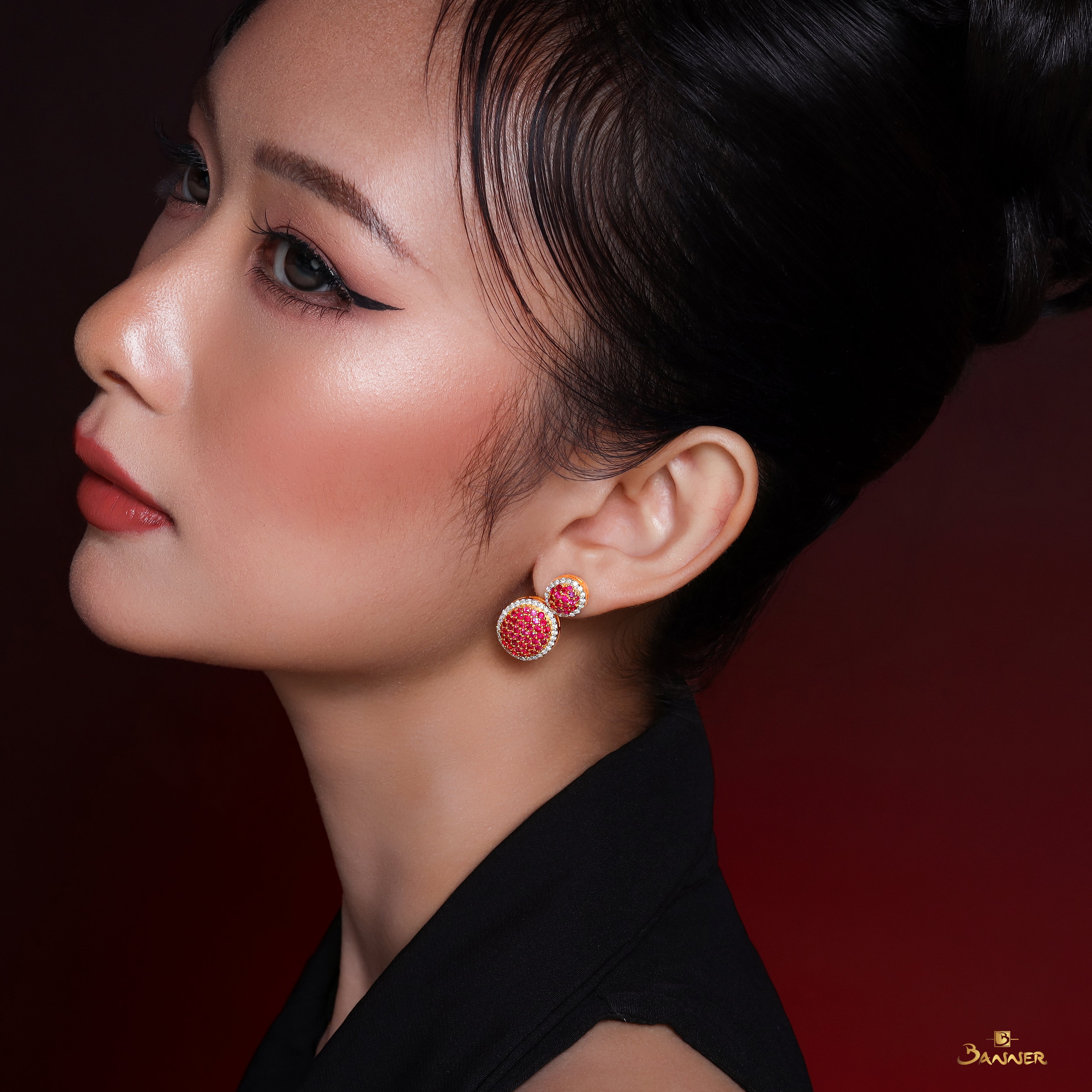 Ruby and Diamond Crimson Caviar Earrings