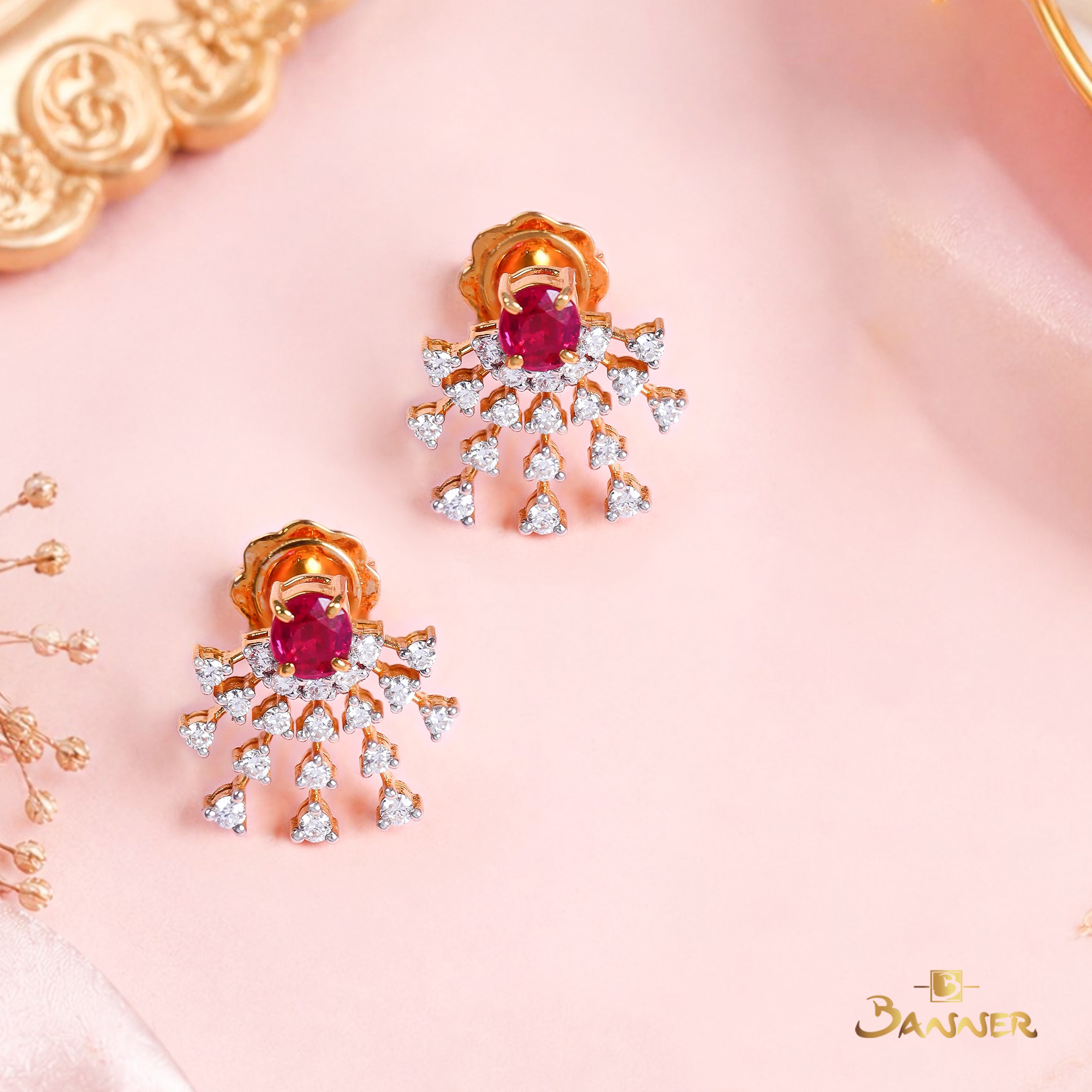 Ruby and Diamond Radiance Earrings