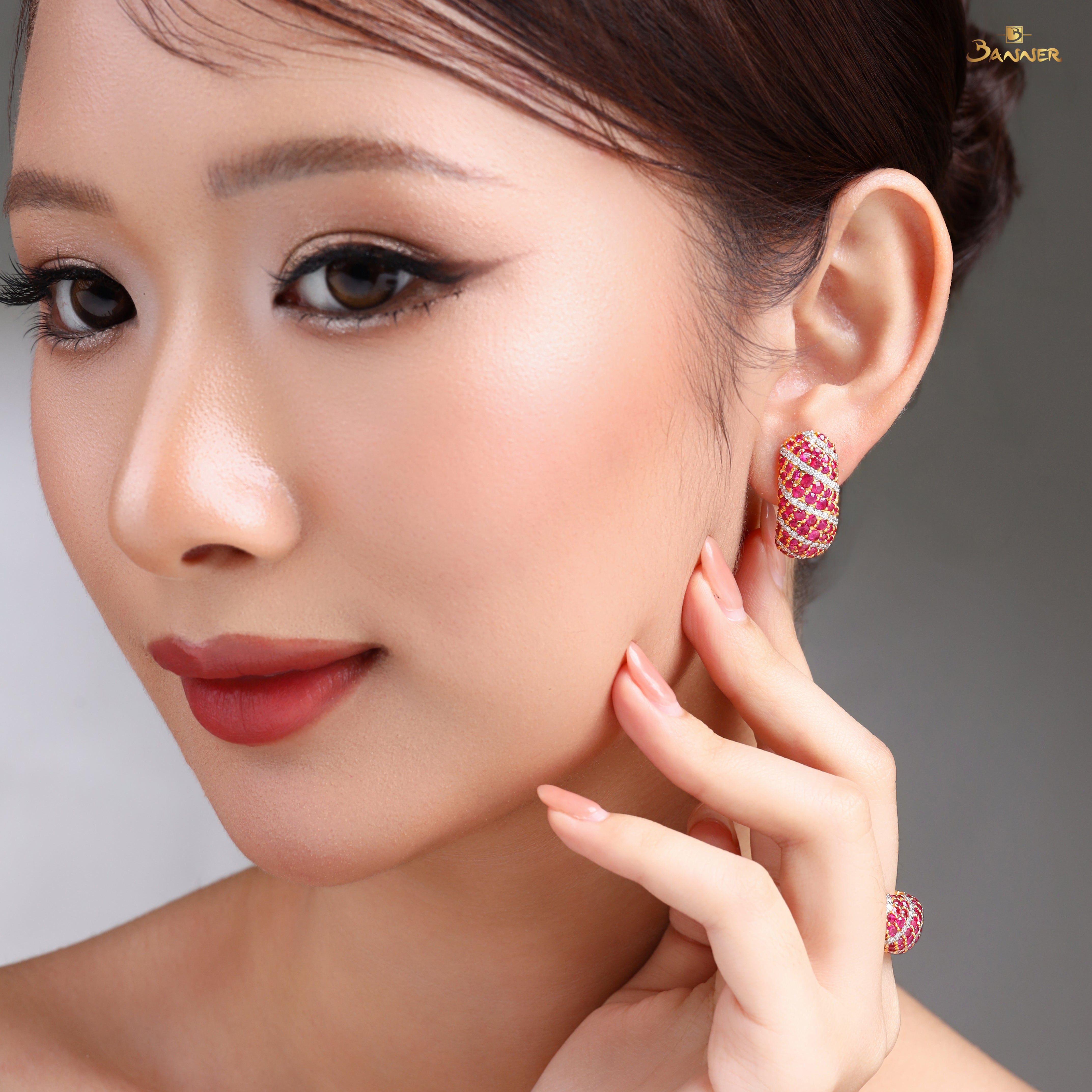 Ruby and Diamond Pave Earrings