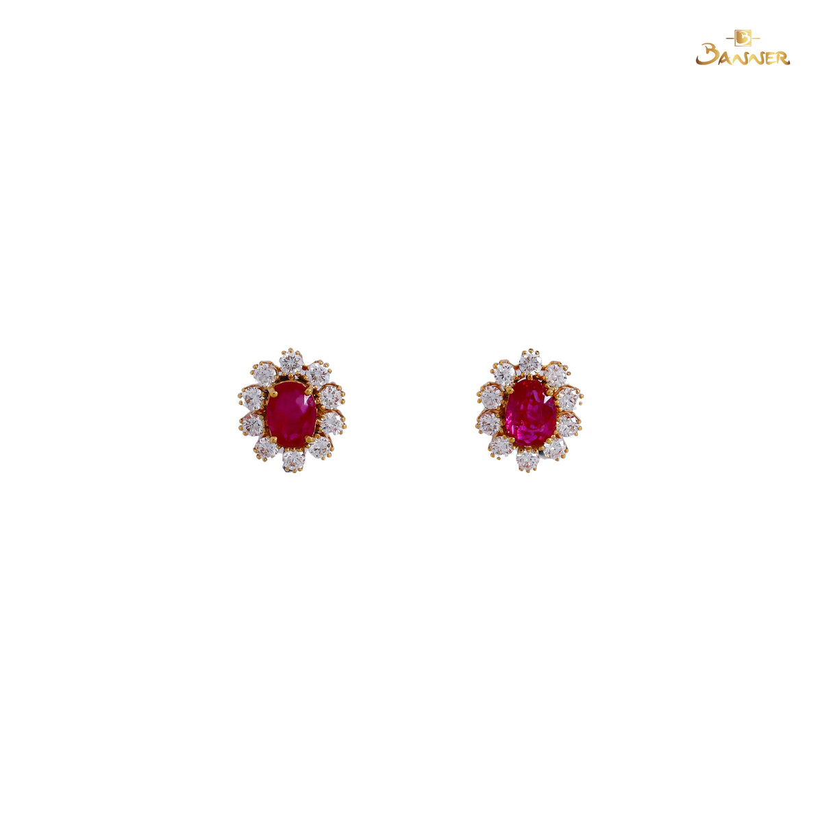 Natural Ruby and Diamond Daisy Earrings