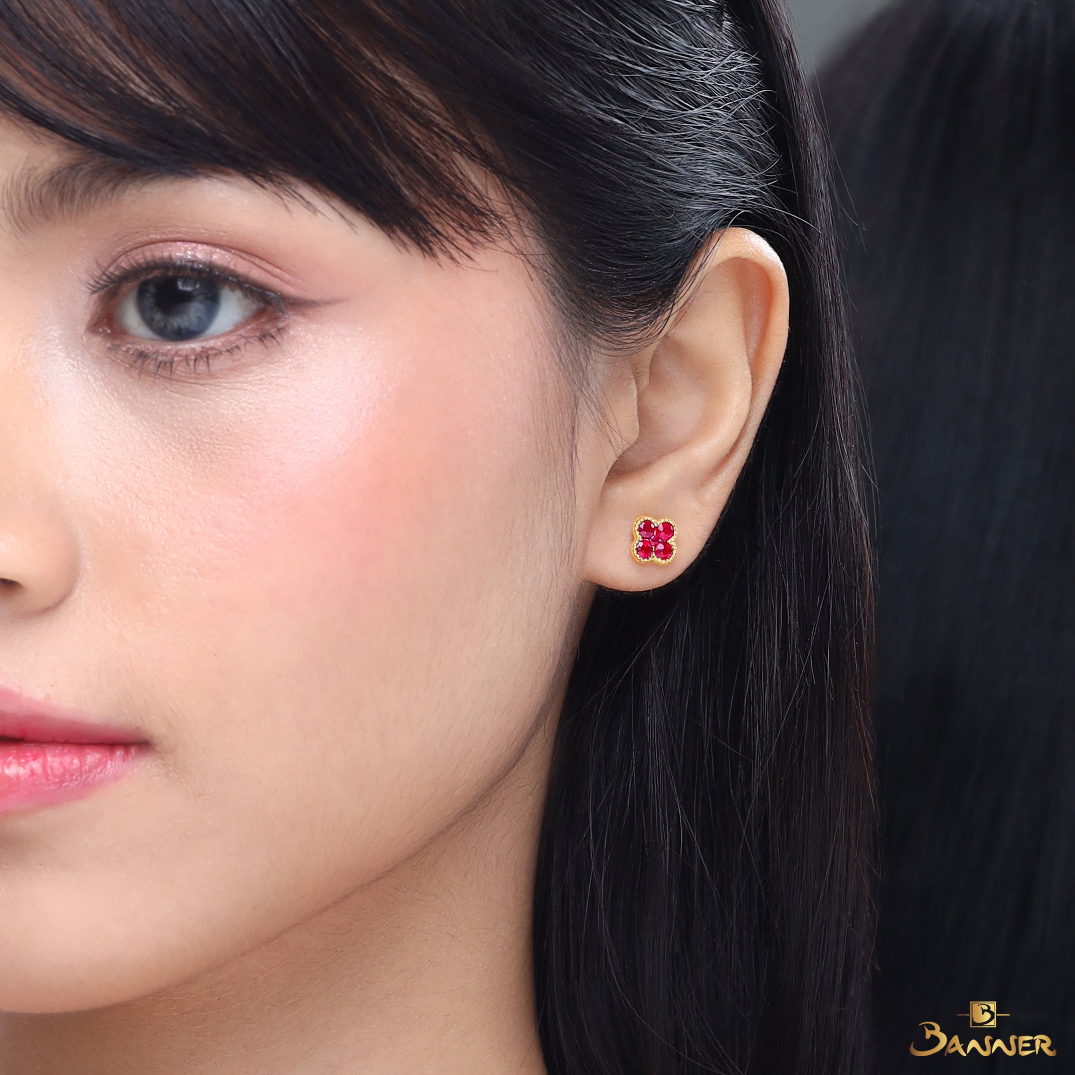 Ruby Clover Earrings