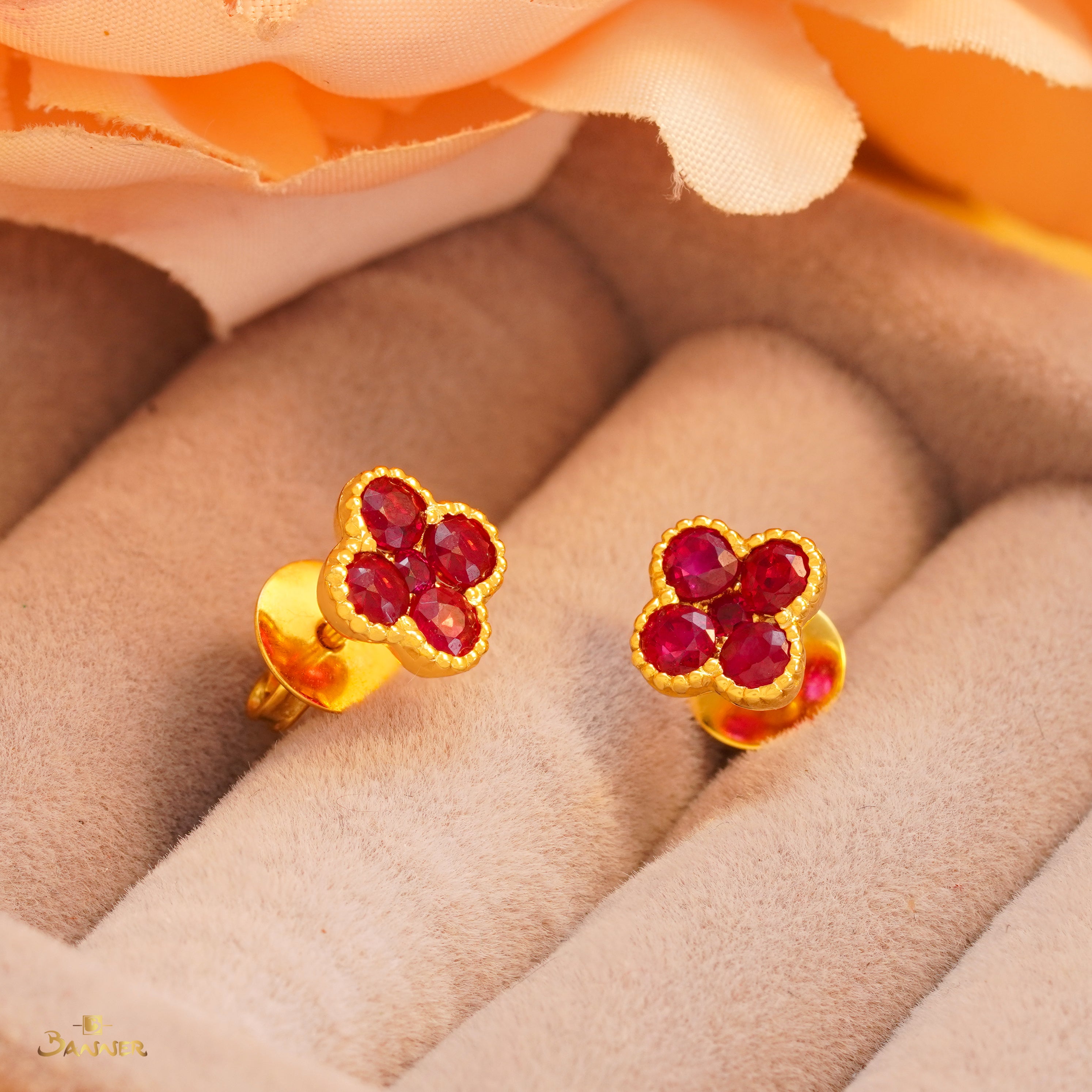 Ruby Clover Earrings