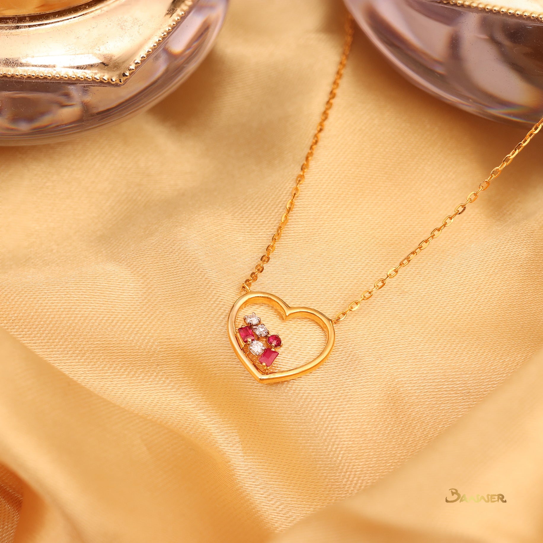 Ruby and Diamond Heart Necklace