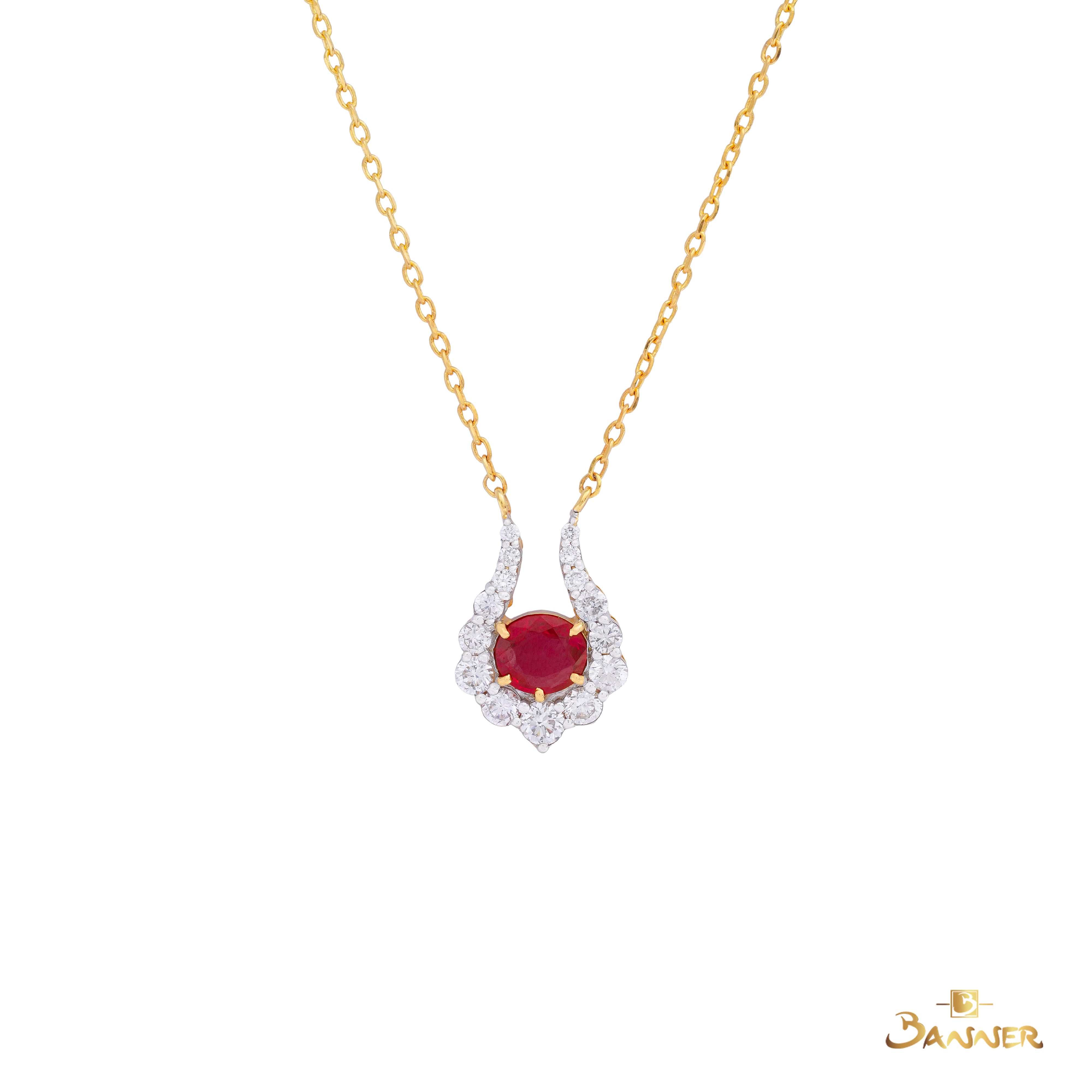 Ruby and Diamond Stallion Necklace