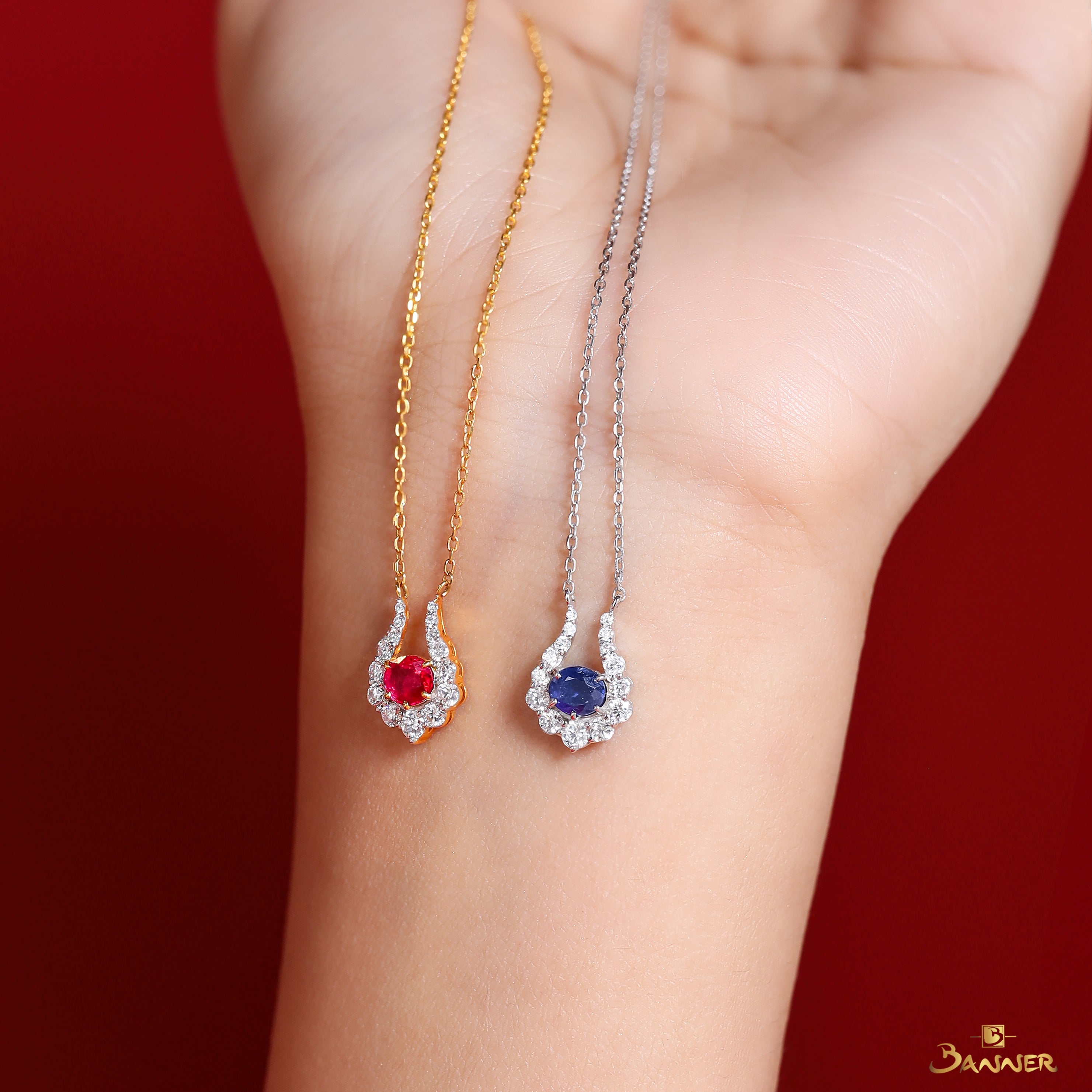 Ruby and Diamond Stallion Necklace