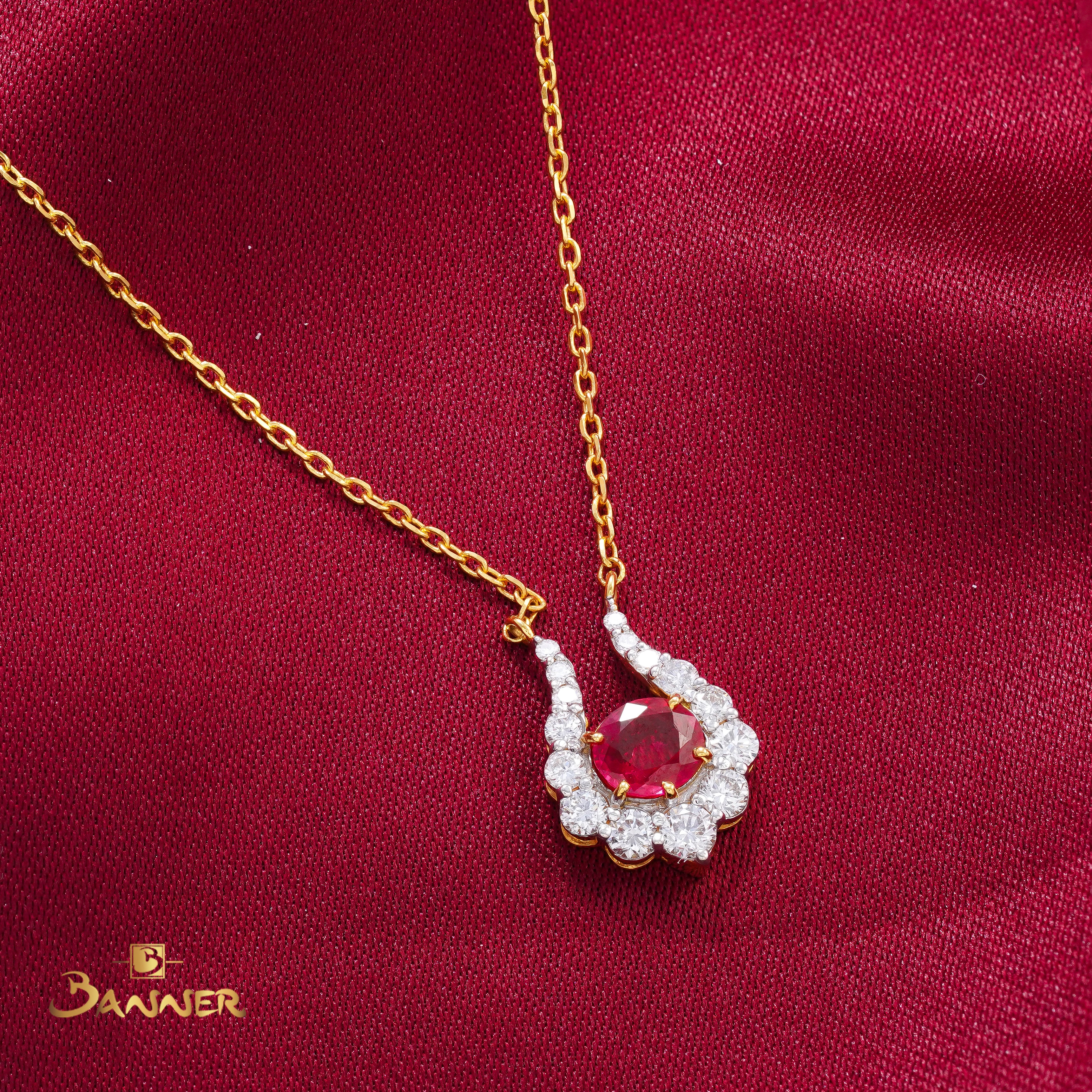 Ruby and Diamond Stallion Necklace
