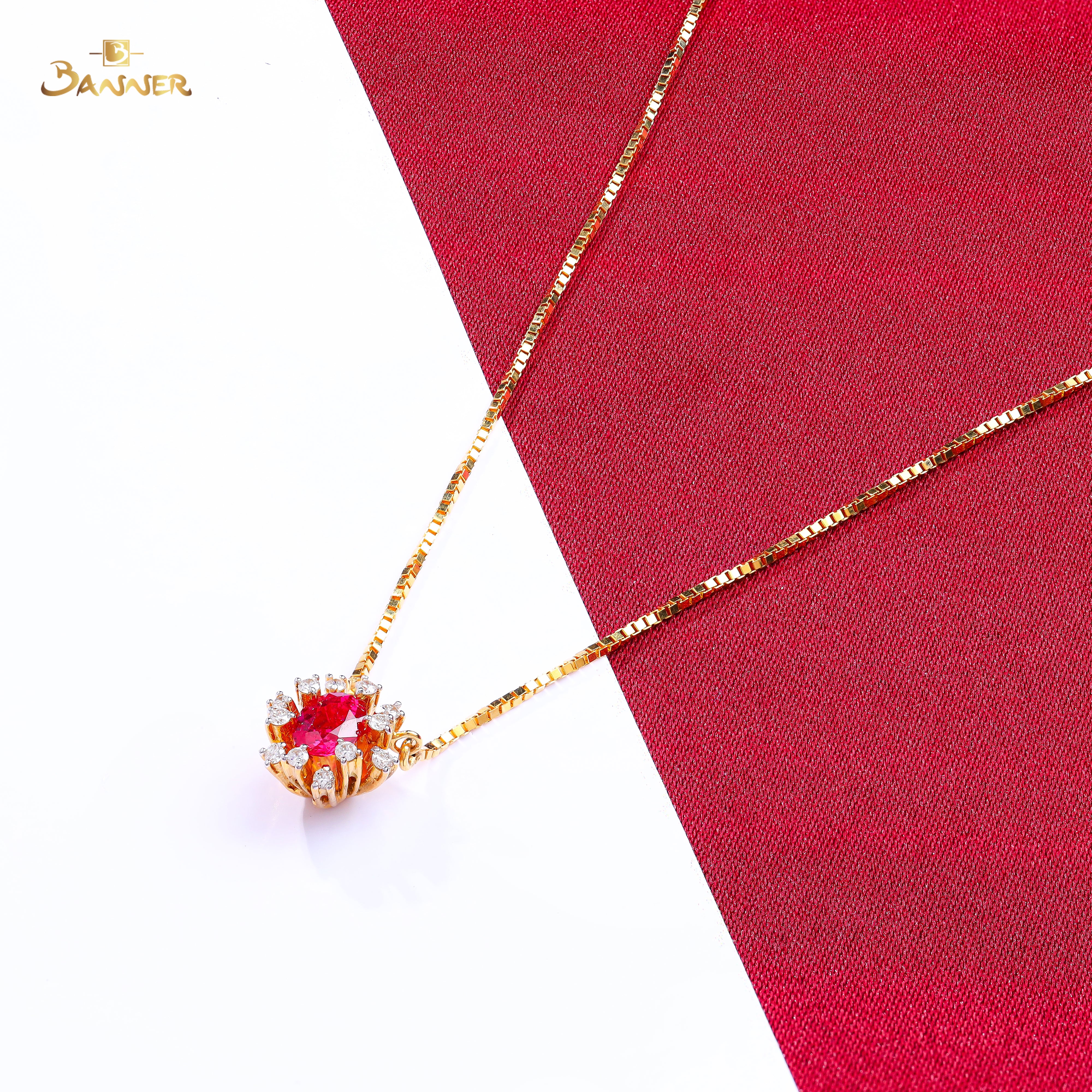 Ruby and Diamond Rose Necklace