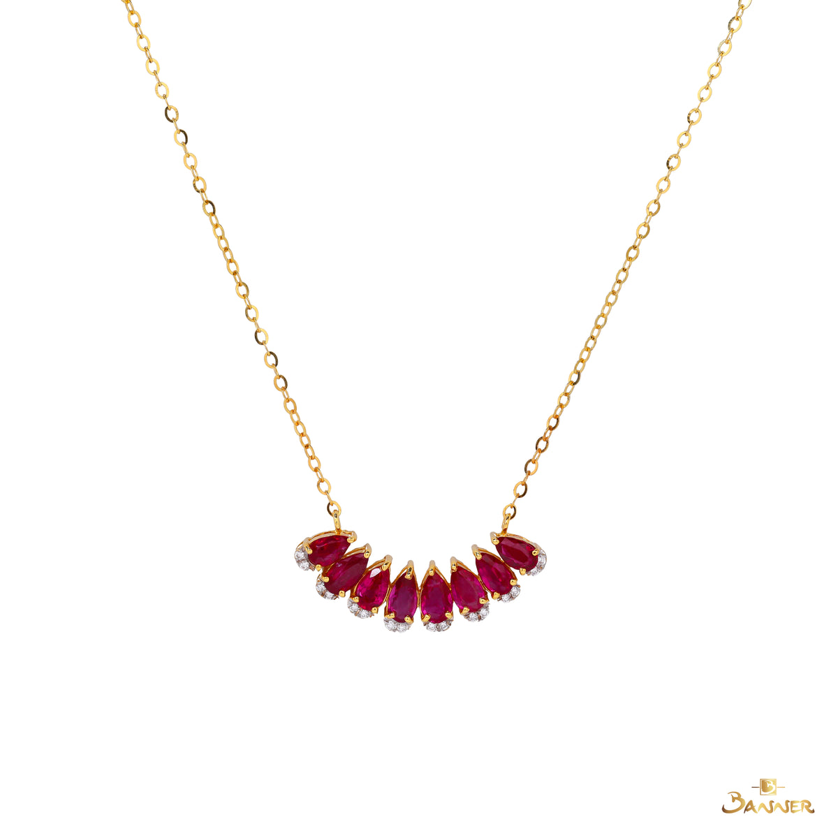 Natural Ruby and Diamond Smile Necklace