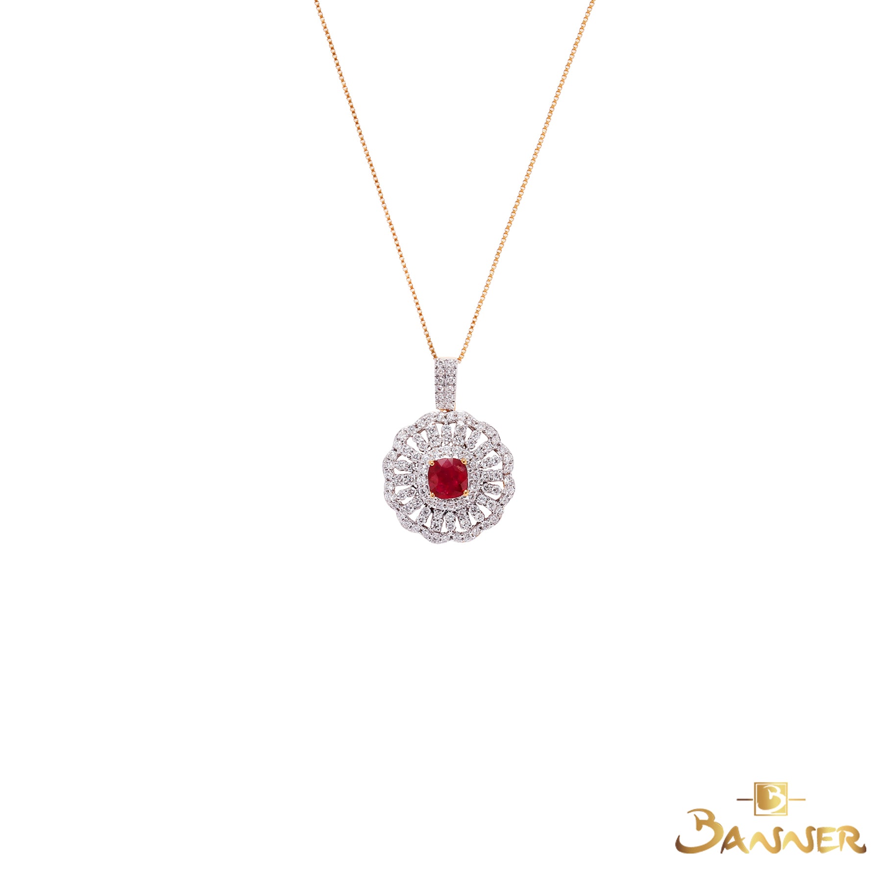 Ruby and Diamond Elegant  Pendant