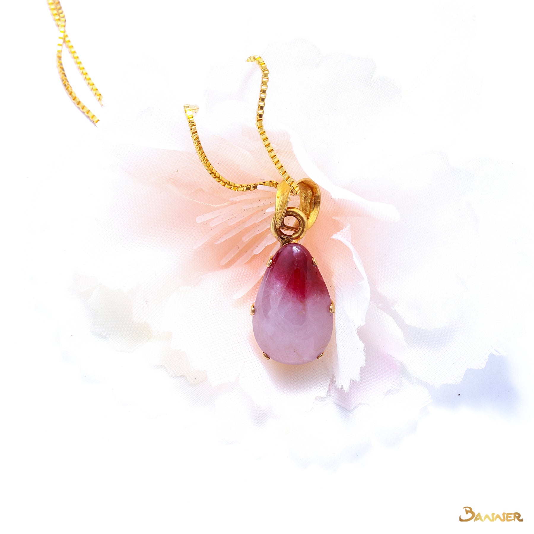 Ruby Rain Drop Two Color Pendant