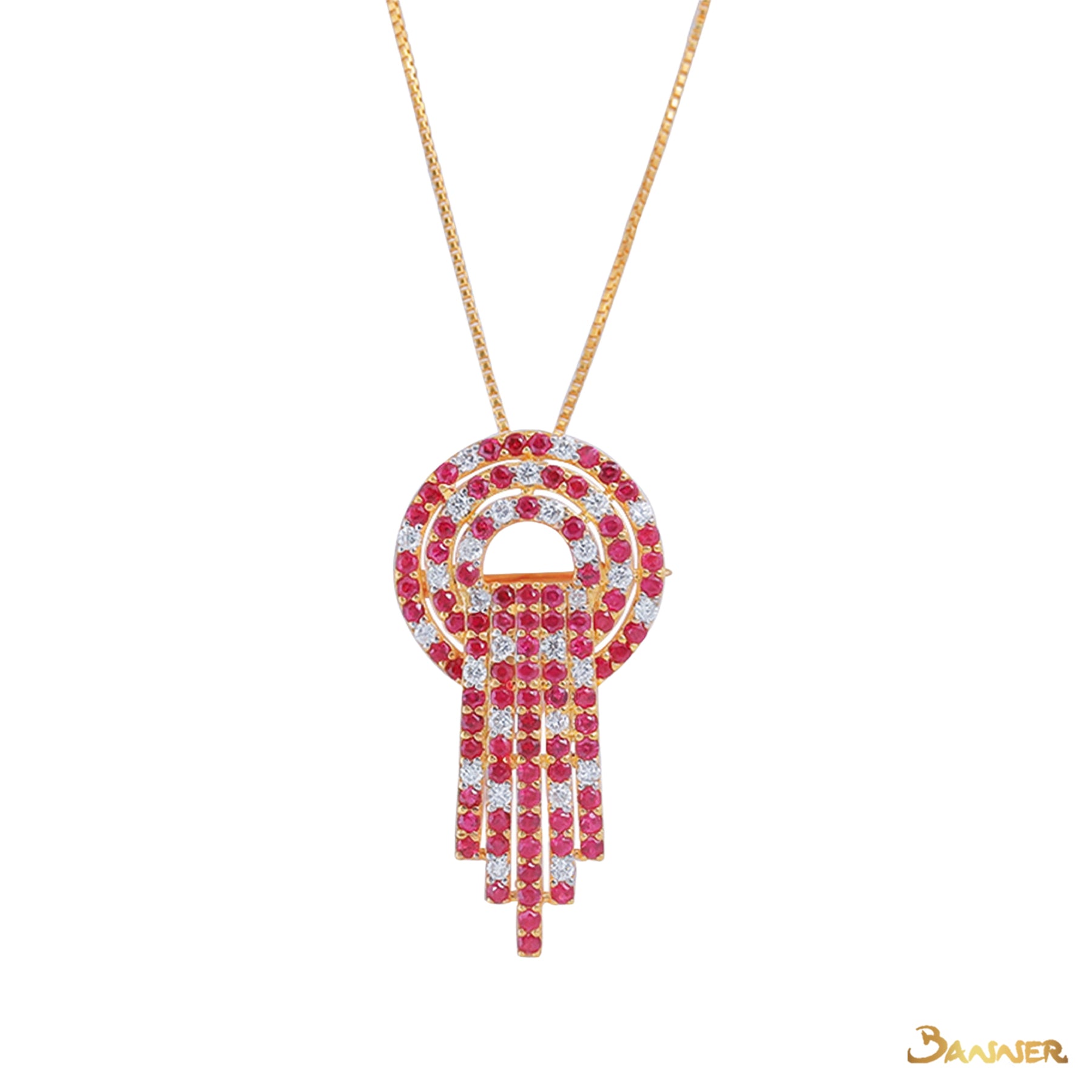 Ruby and Diamond Circle Pendant