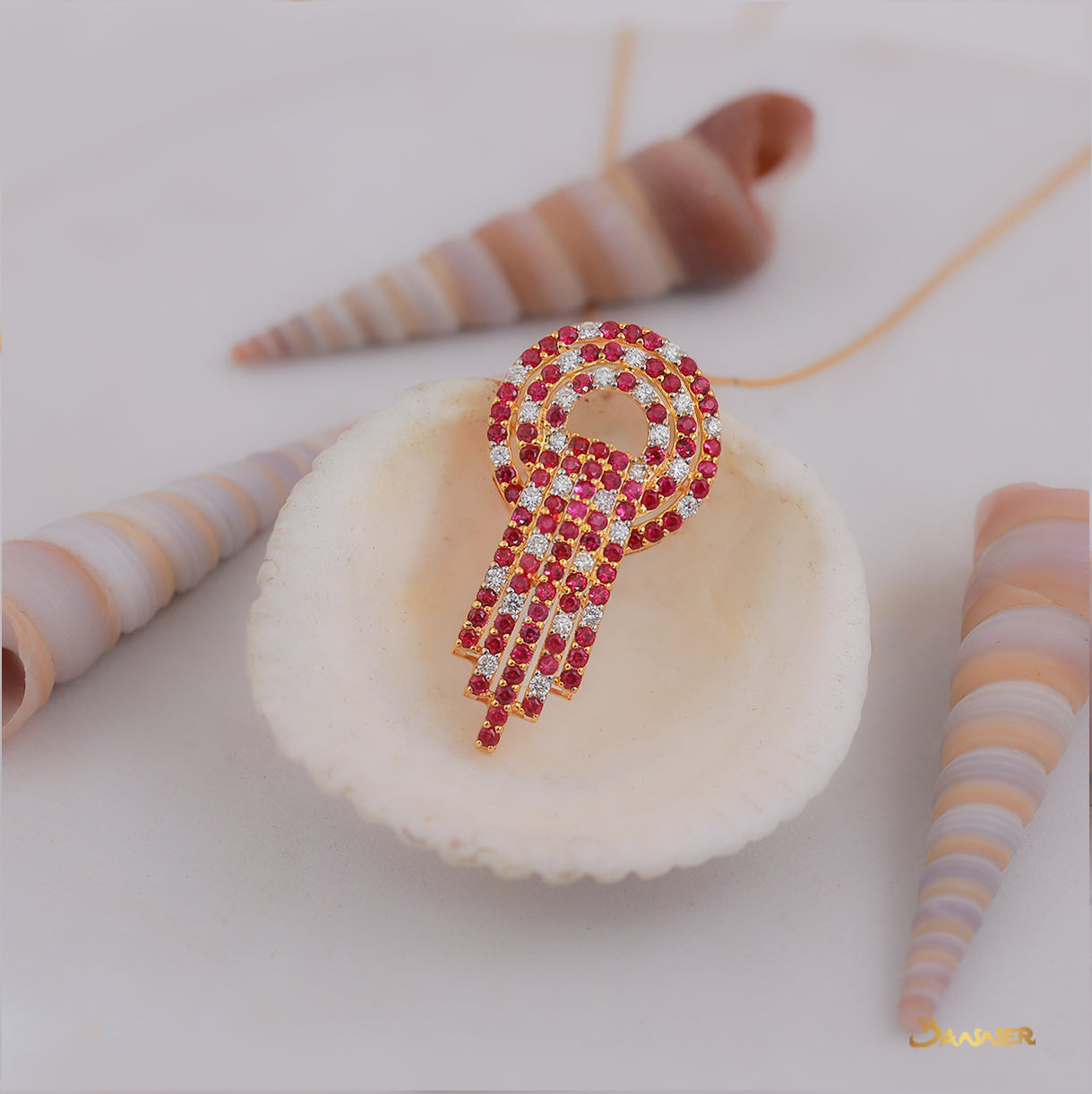 Ruby and Diamond Circle Pendant