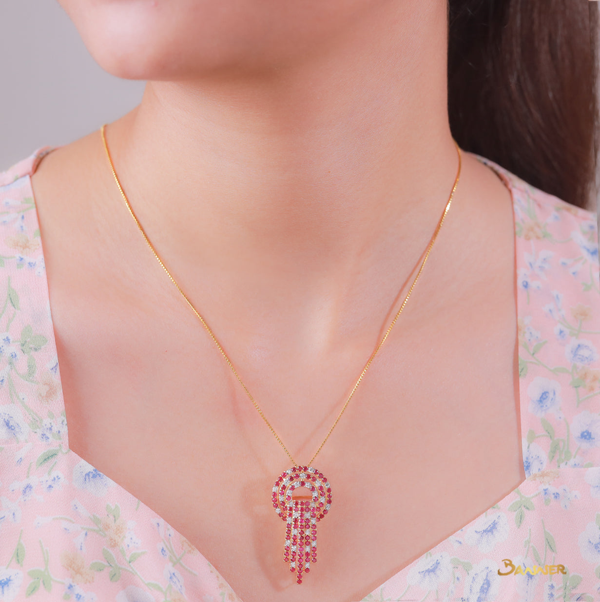 Ruby and Diamond Circle Pendant