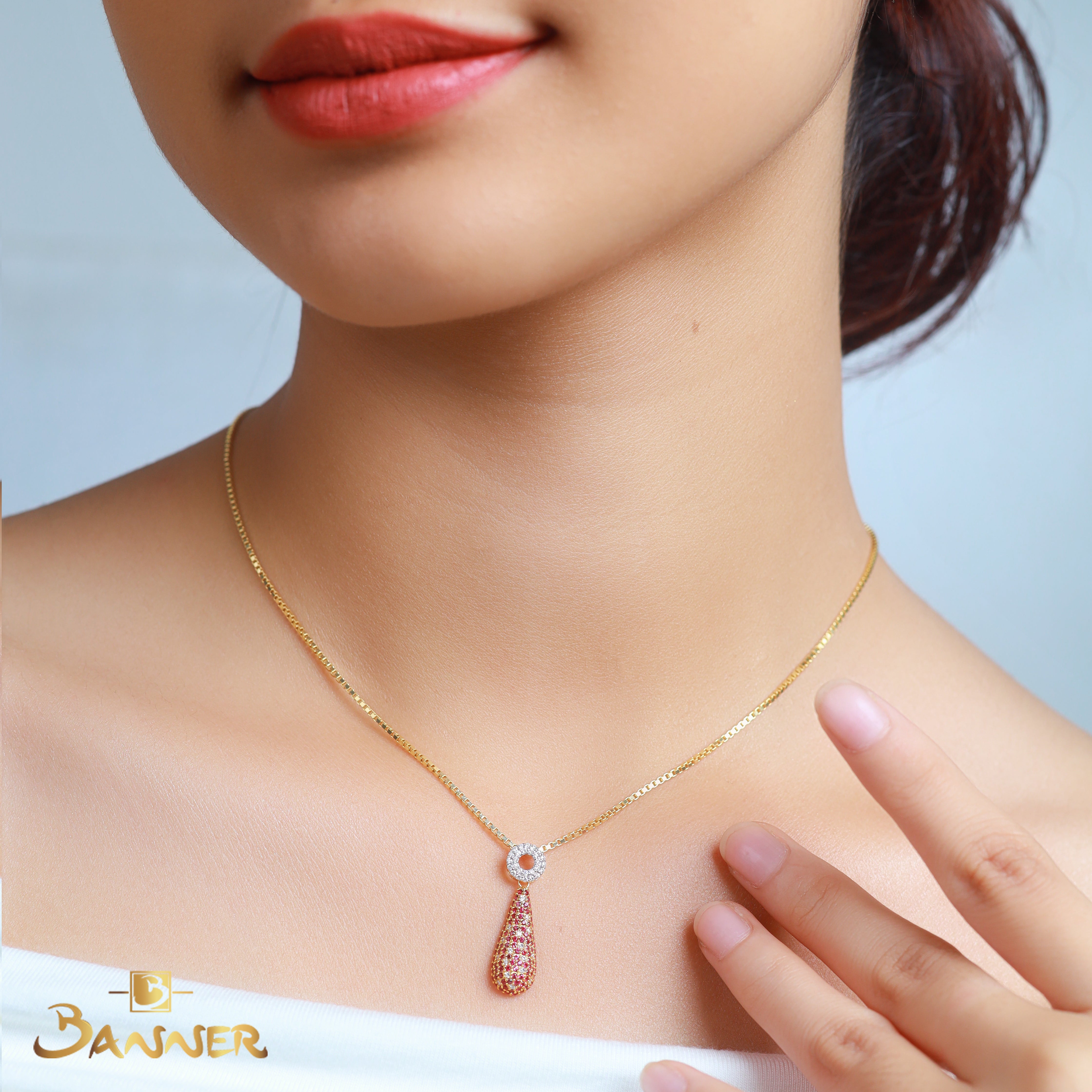 Ruby and Diamond Pixel Pendant