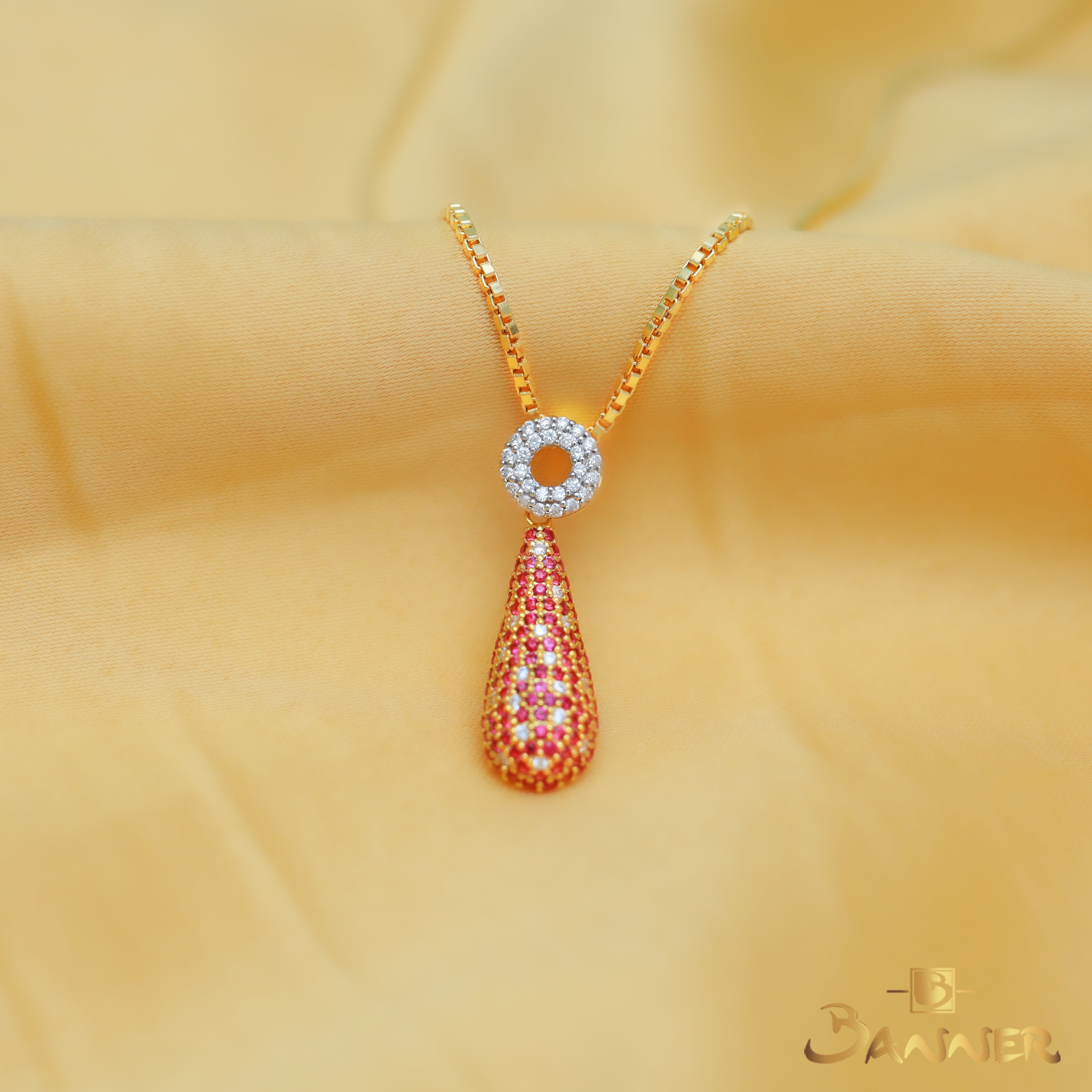 Ruby and Diamond Pixel Pendant