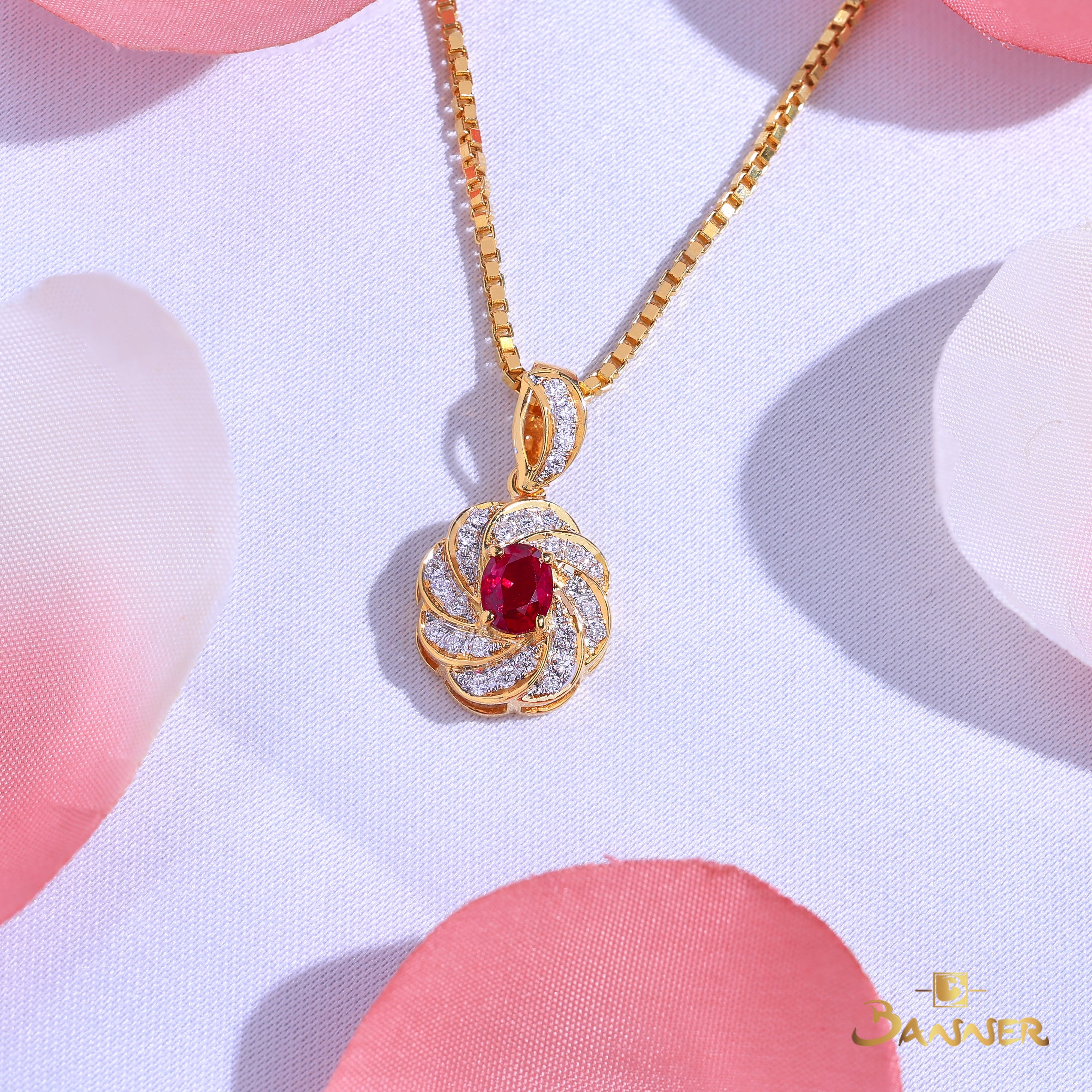 Ruby and Diamond Rosalia Pendant
