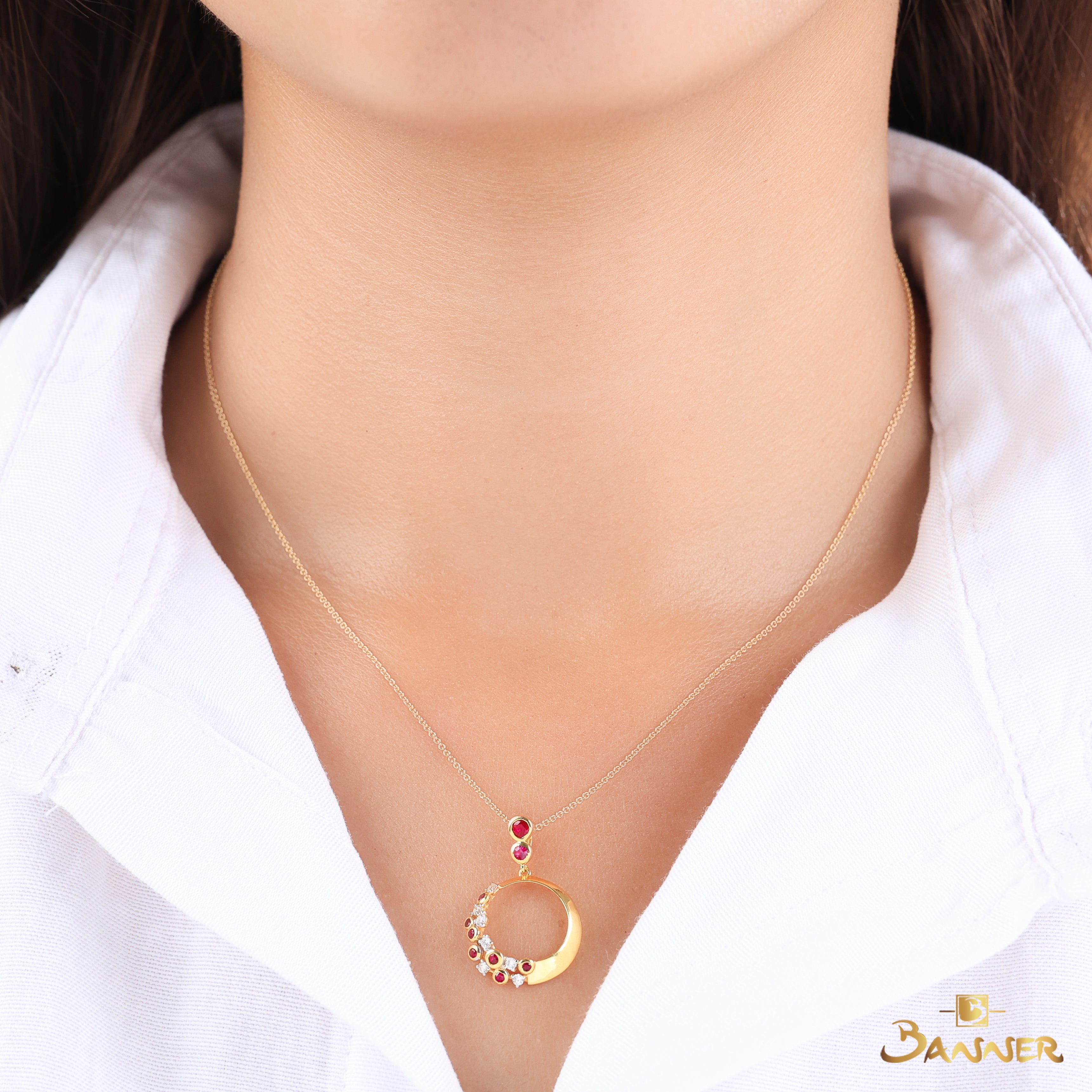 Ruby and Diamond Tessera Pendant