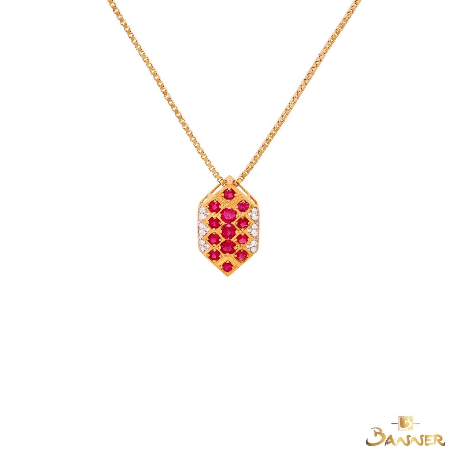Ruby and Diamond Hexagon Pendant