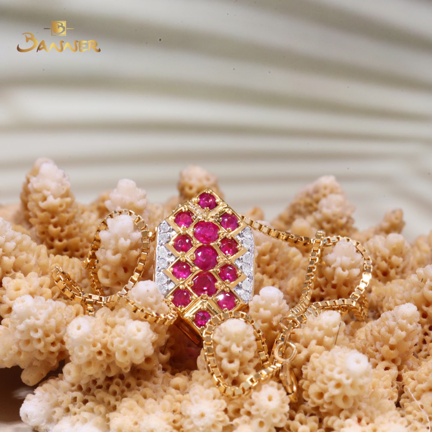 Ruby and Diamond Hexagon Pendant