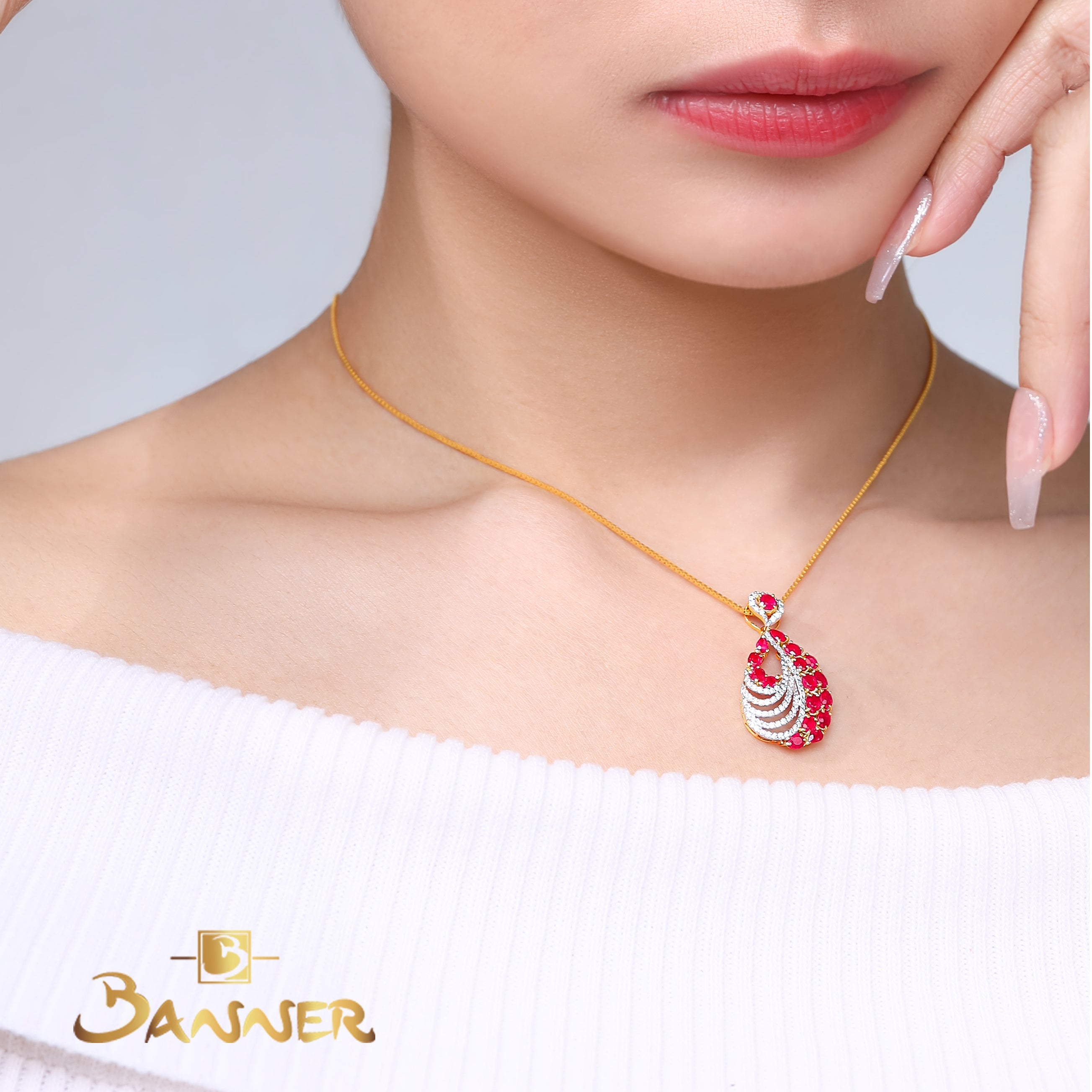 Ruby and Diamond Marea Pendant