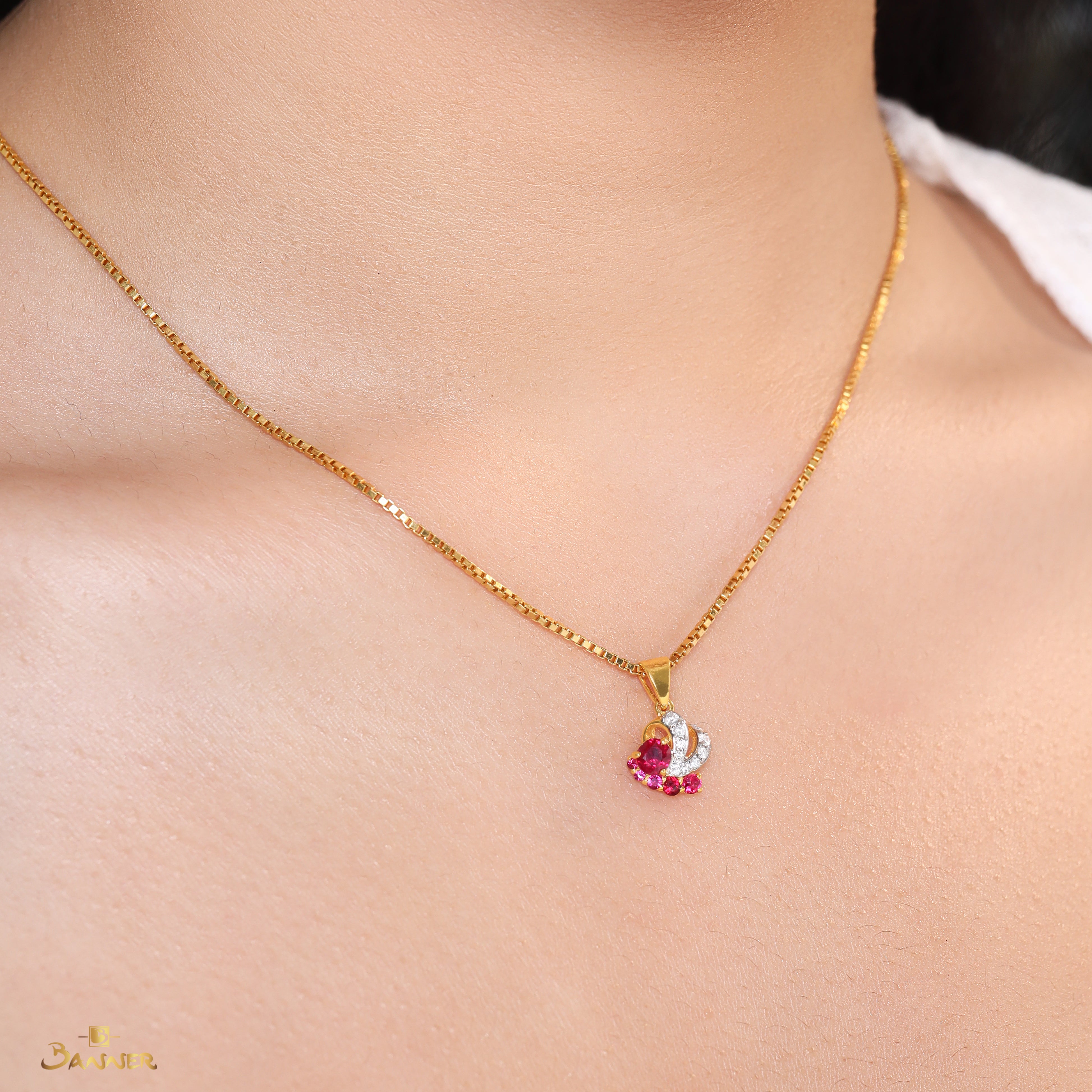 Ruby and Diamond Embrace Pendant
