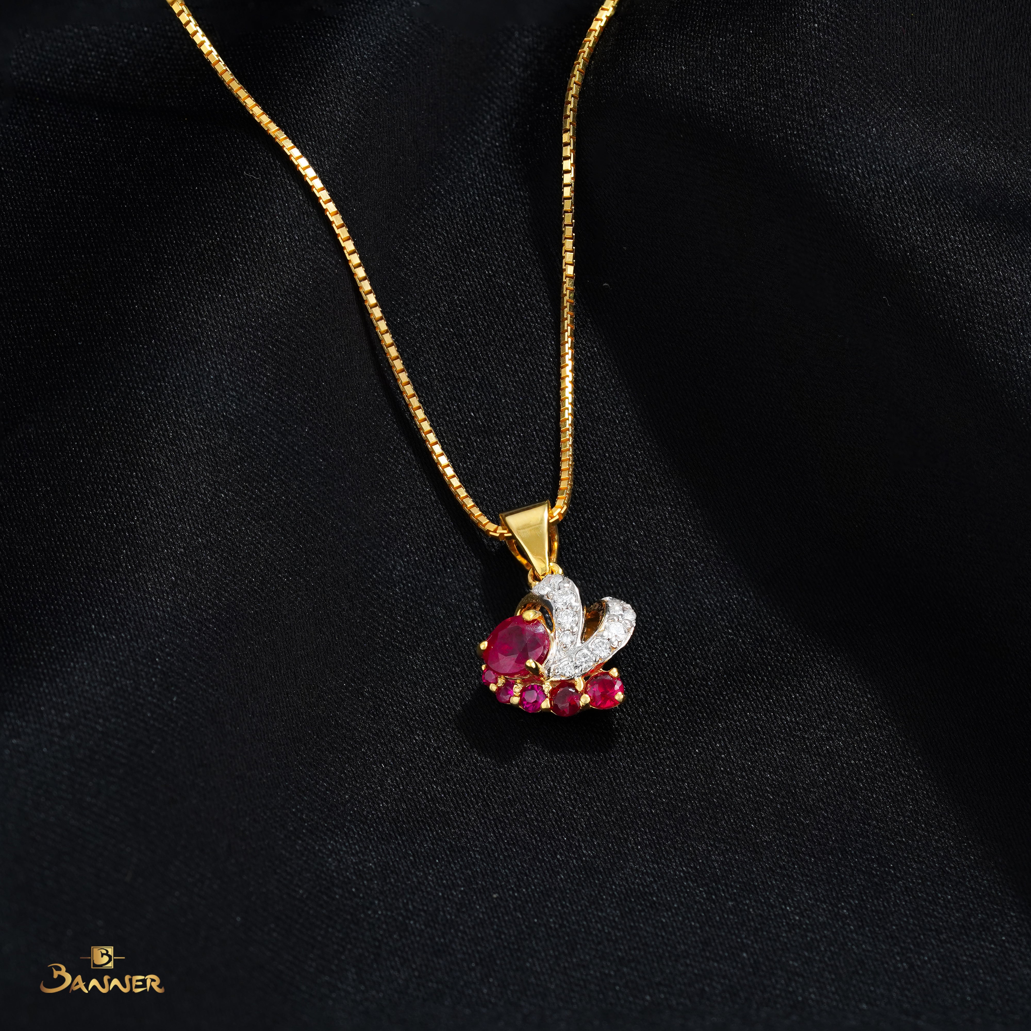 Ruby and Diamond Embrace Pendant