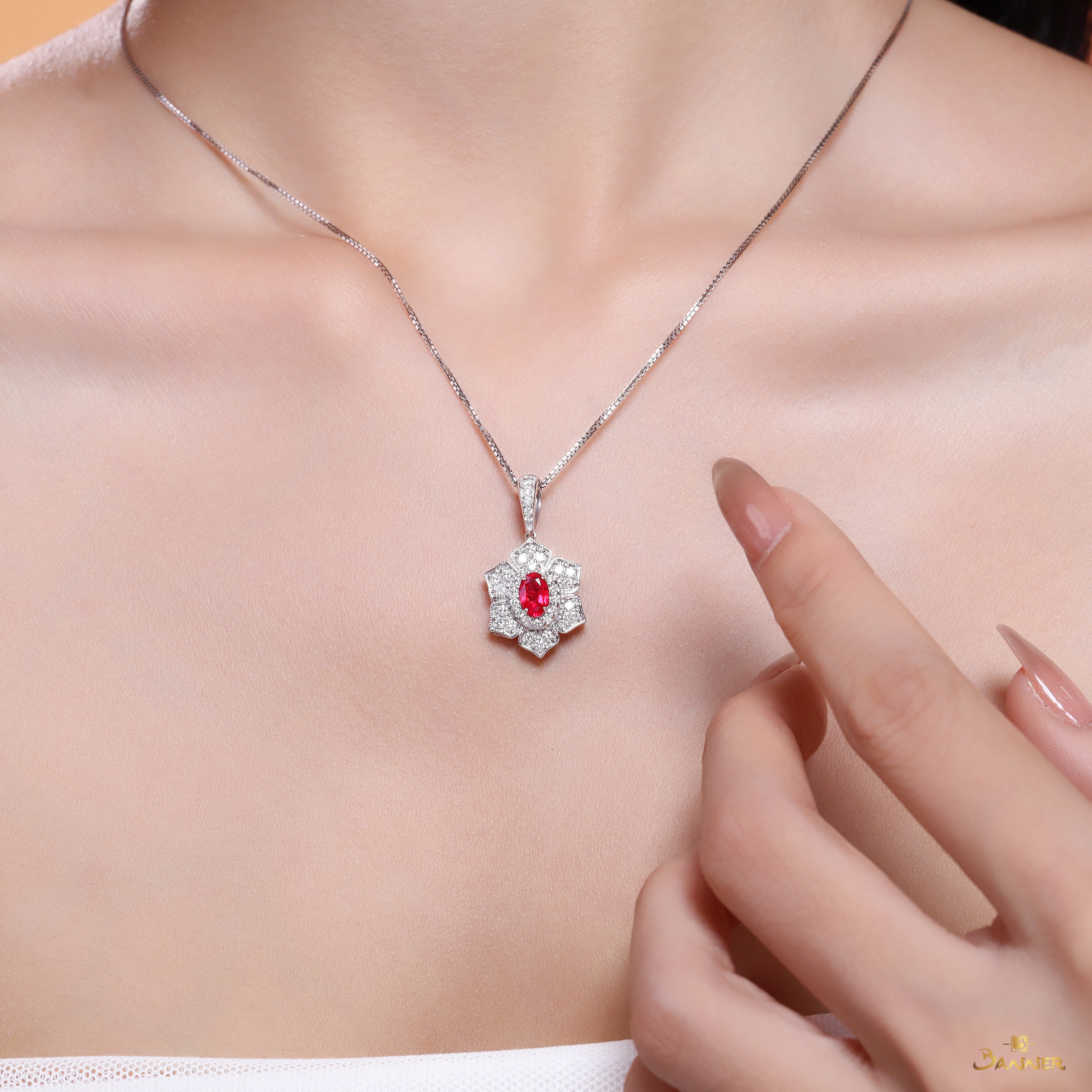 Ruby and Diamond Vintage Pendant