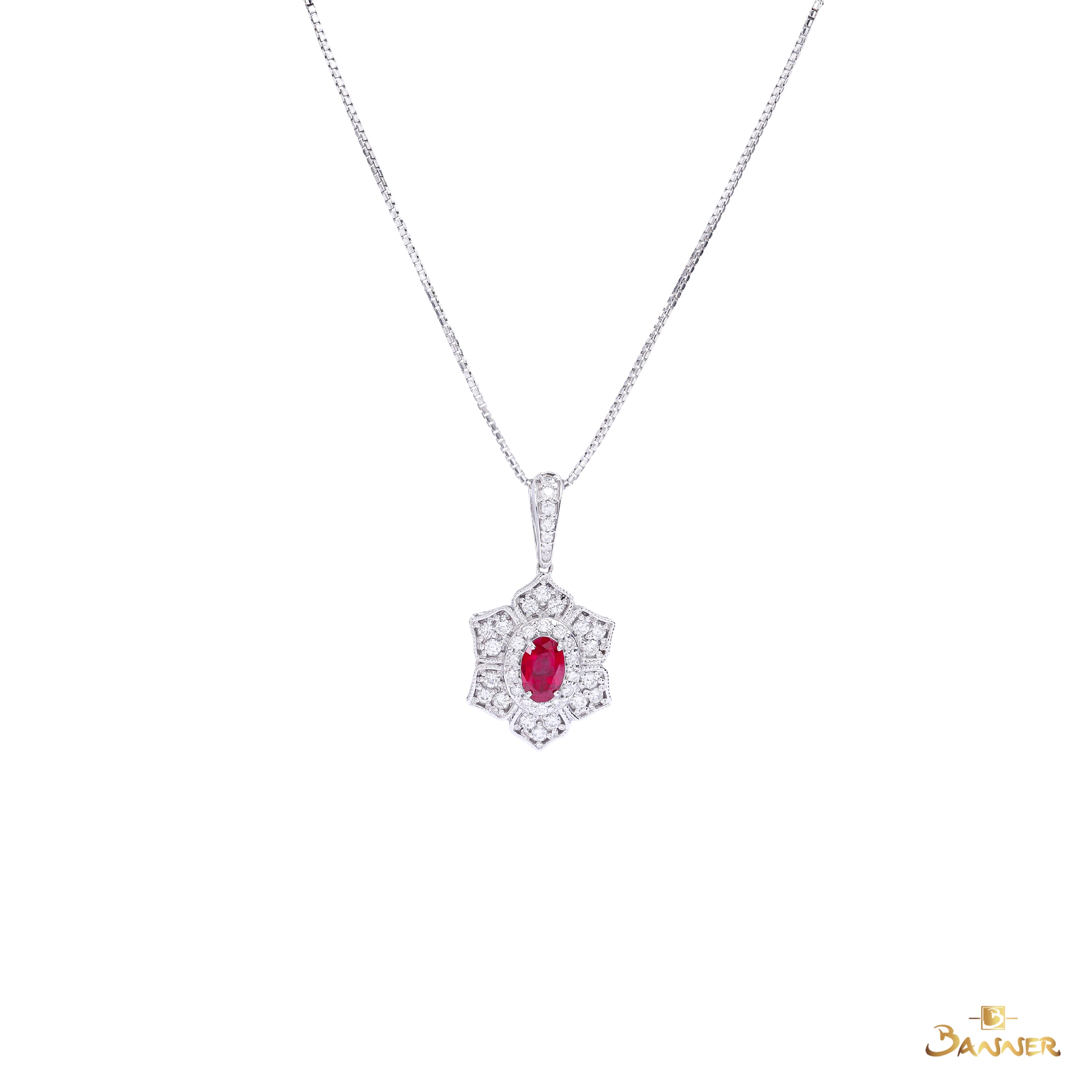 Ruby and Diamond Vintage Pendant