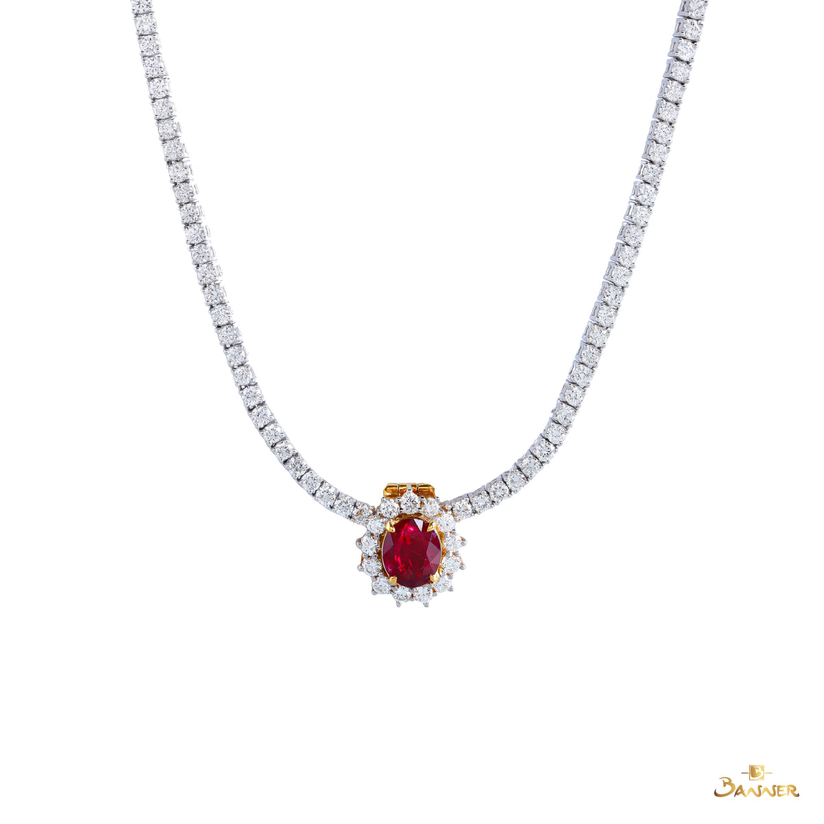 Natural Ruby and Diamond Diana Pendant