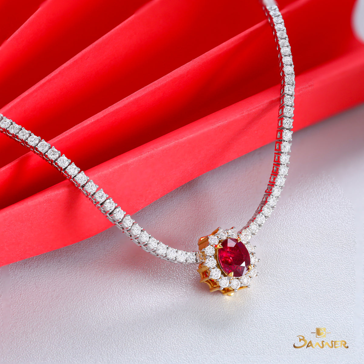 Natural Ruby and Diamond Diana Pendant