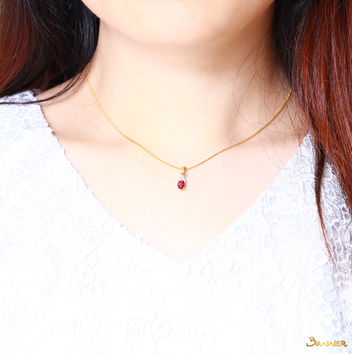 Natural Ruby and Diamond Petite Pendant