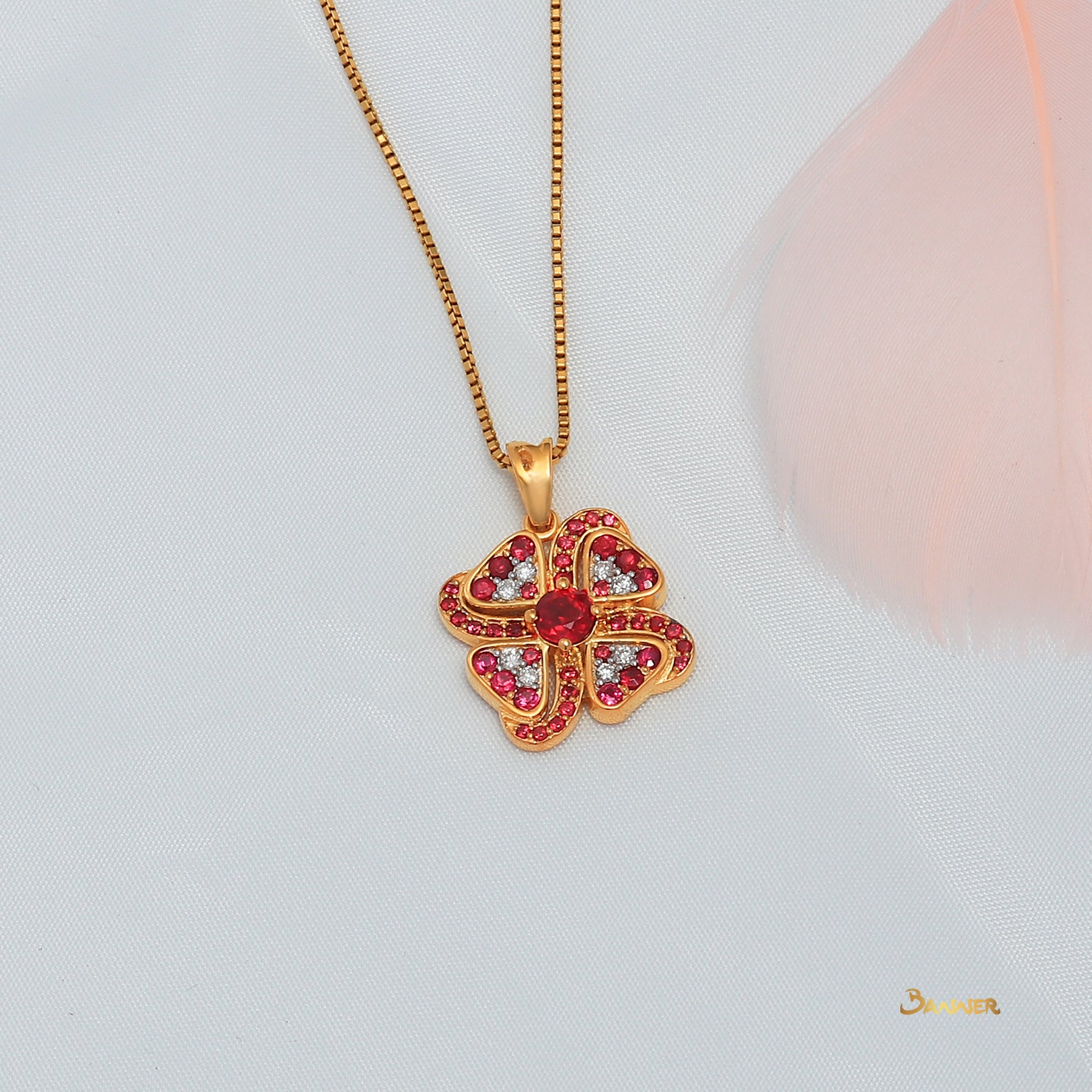 Ruby and Diamond Clover Pendant