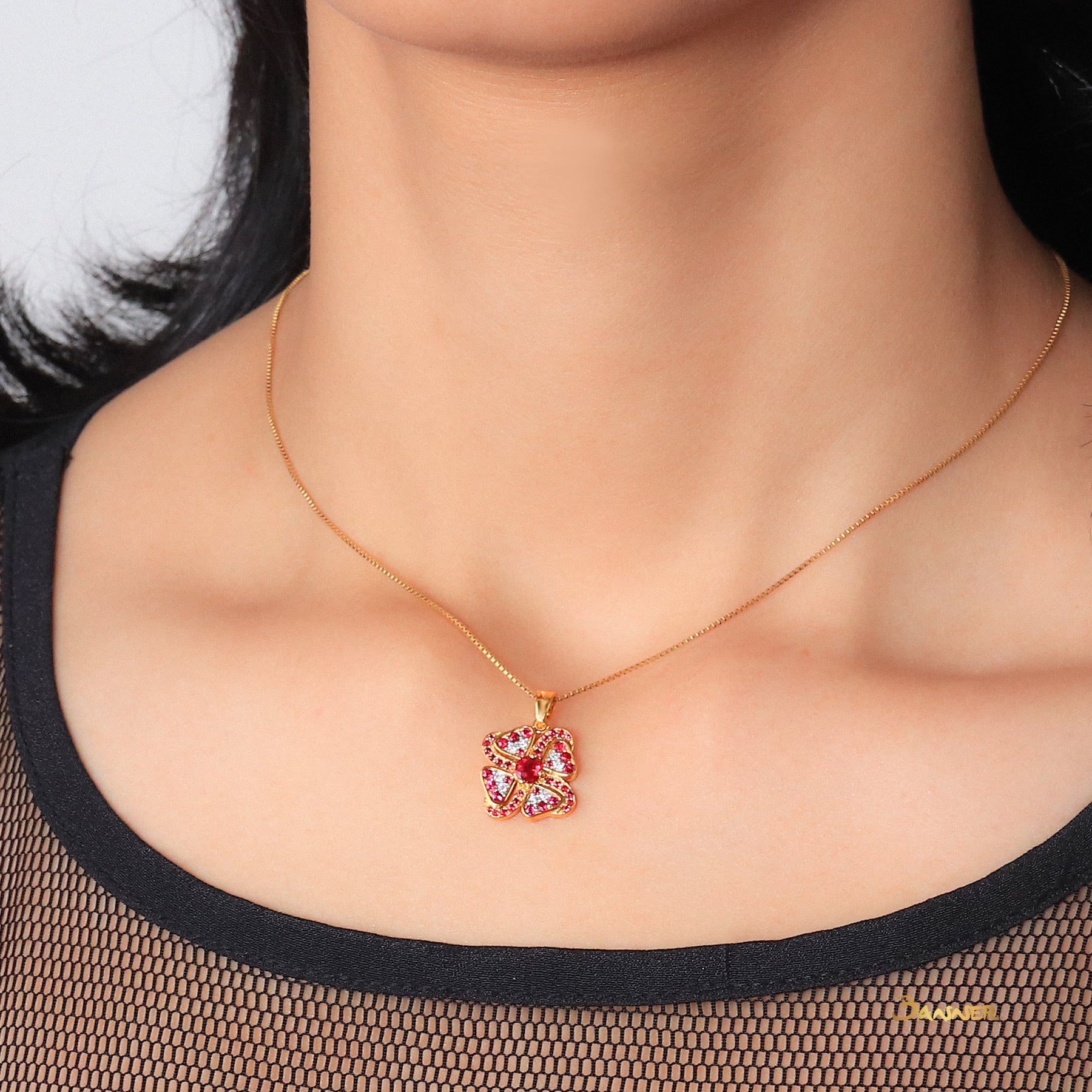 Ruby and Diamond Clover Pendant