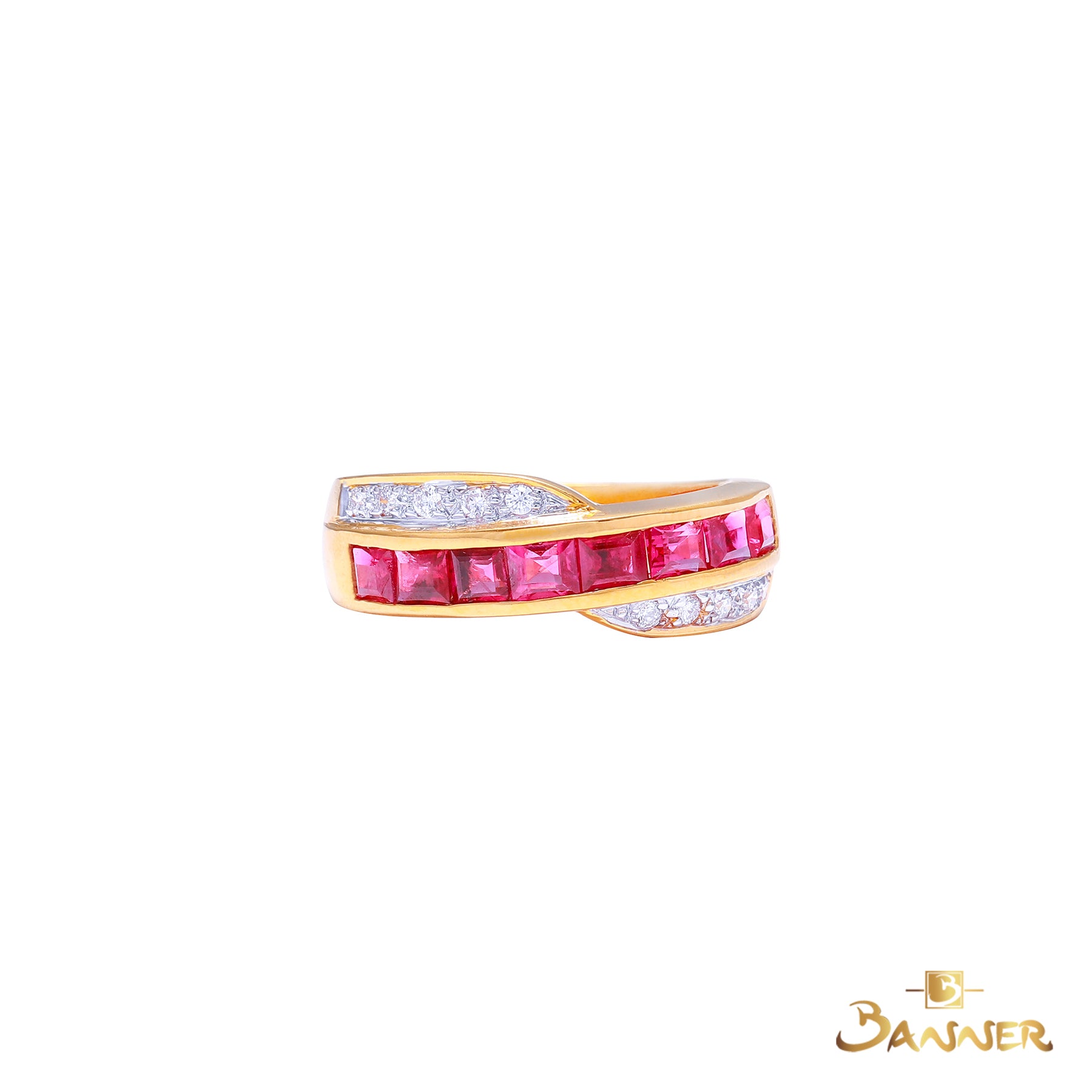 Emerald-cut Ruby and Diamond Infinity Ring