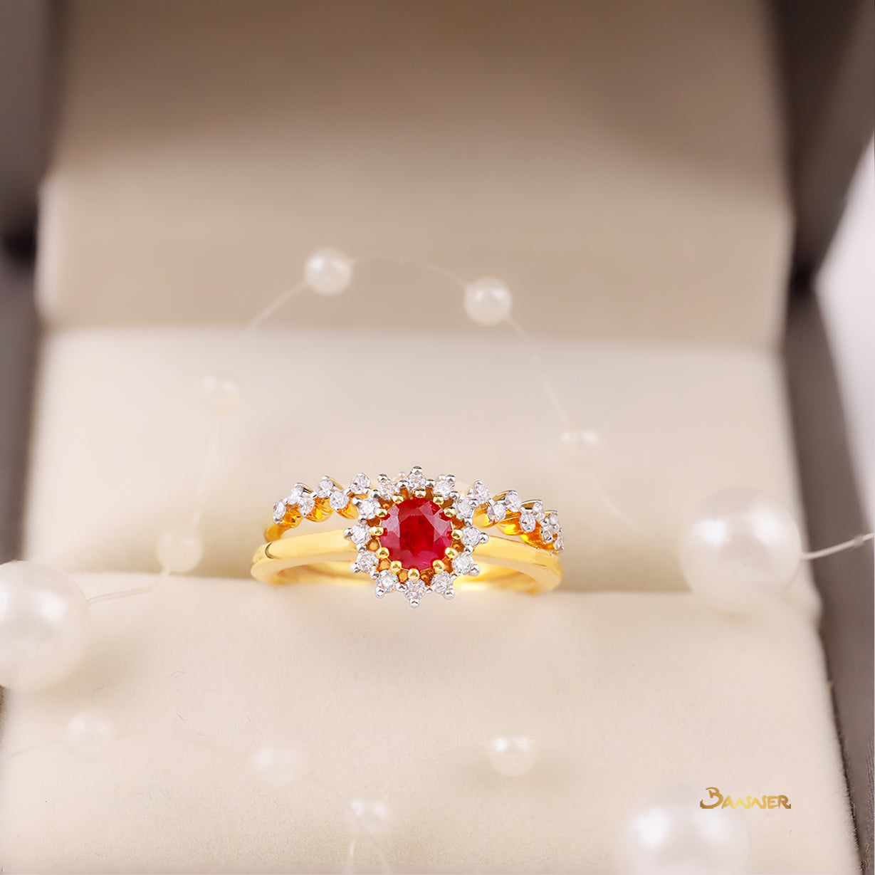 Ruby and Diamond 3-ways Ring