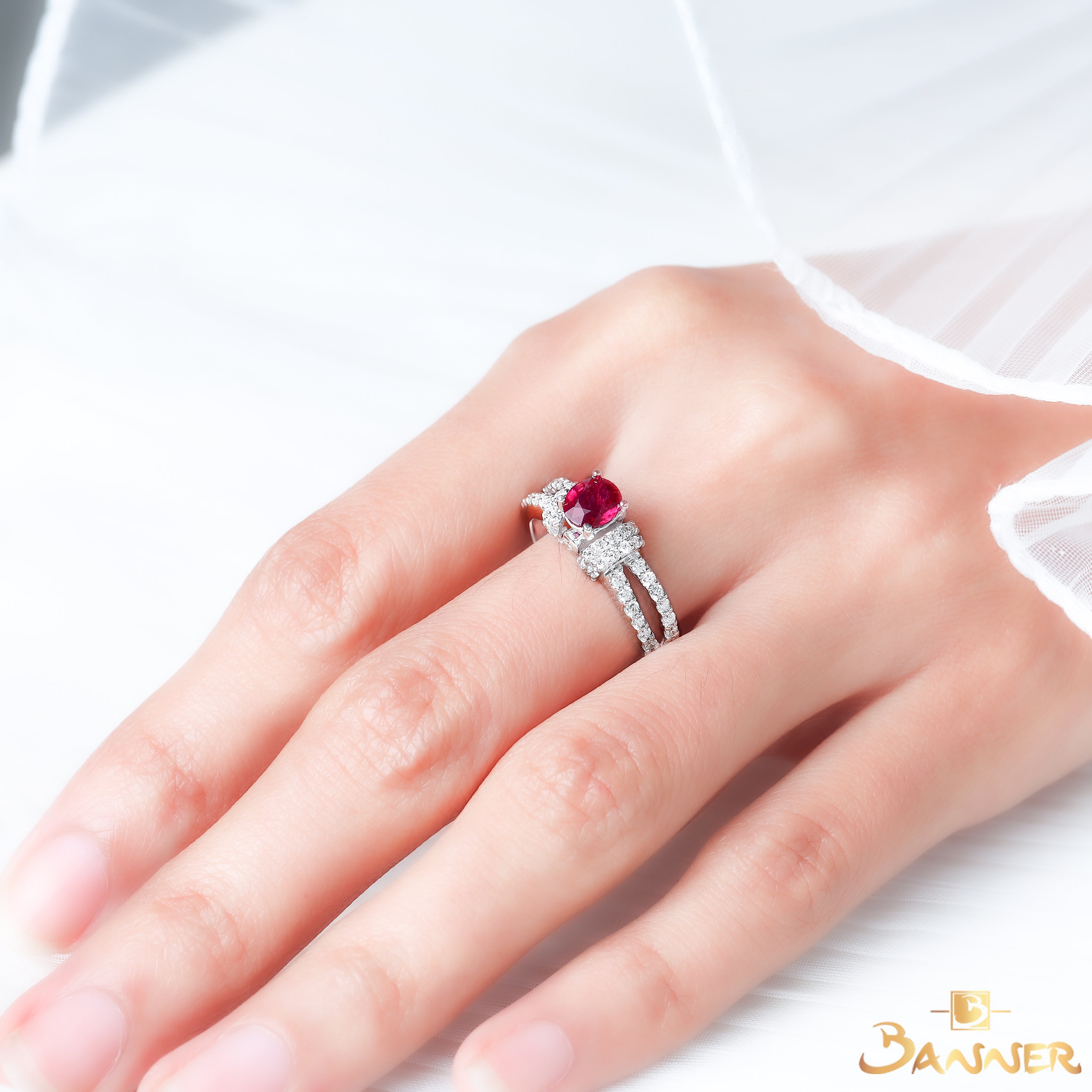 Natural Ruby and Diamond Infinity Ring