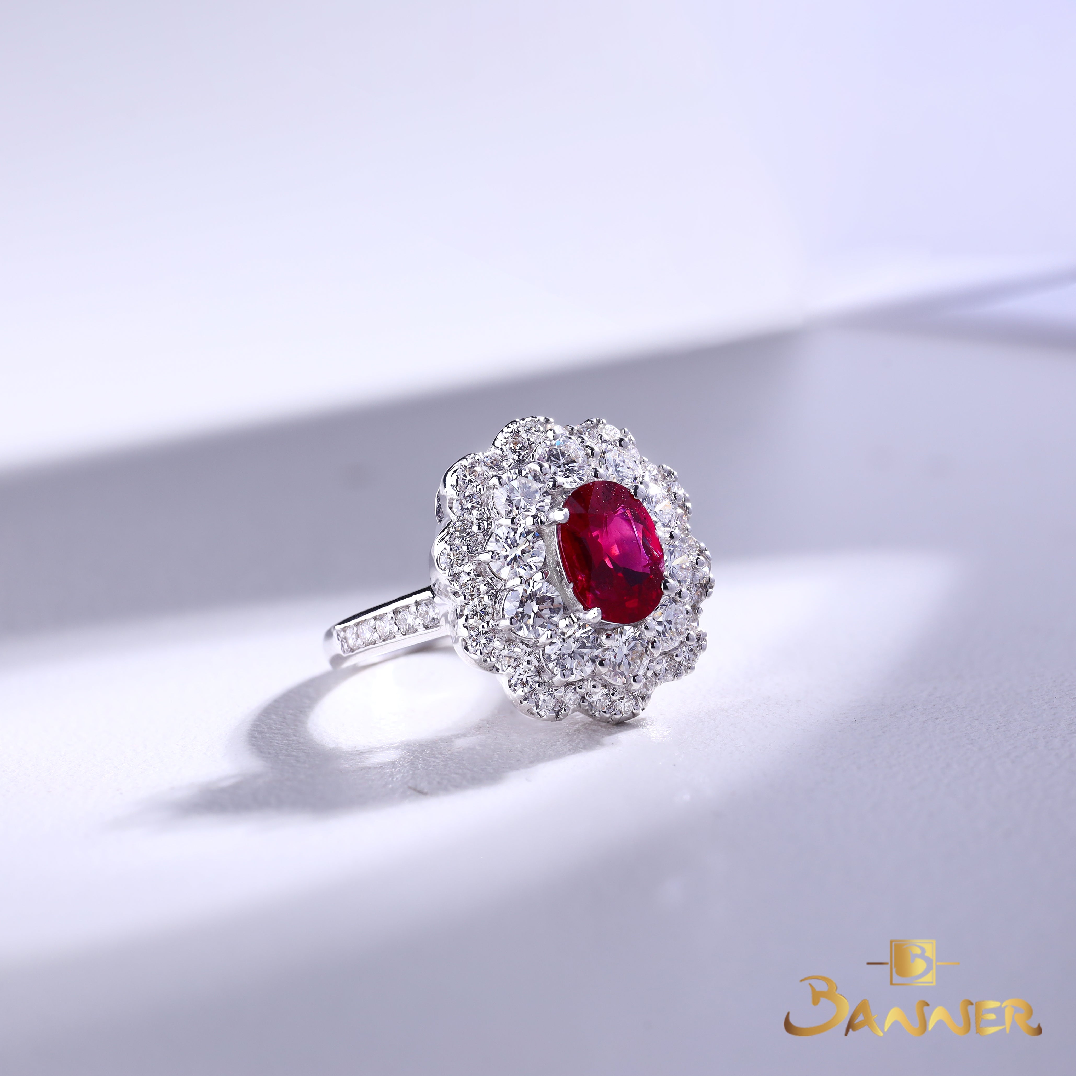 Ruby and Diamond Floral Ring