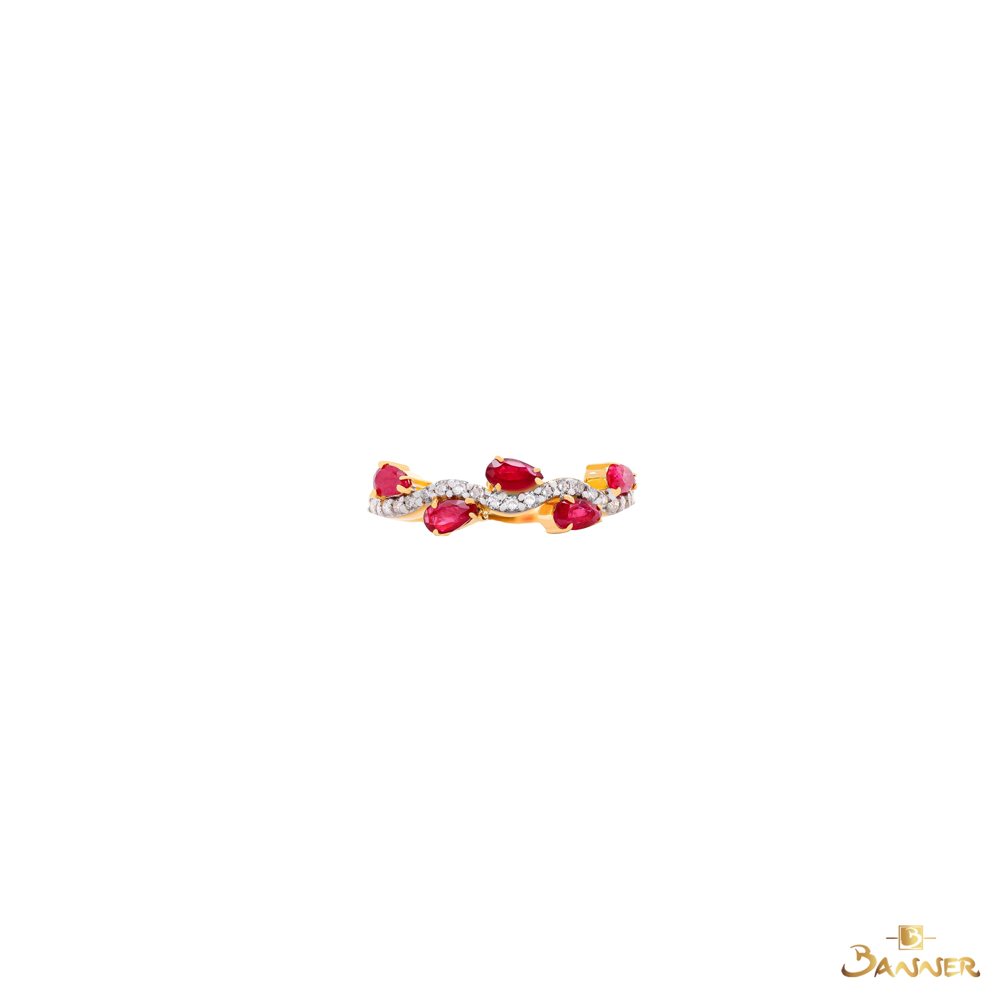 Ruby and Diamond Crisscross Ring