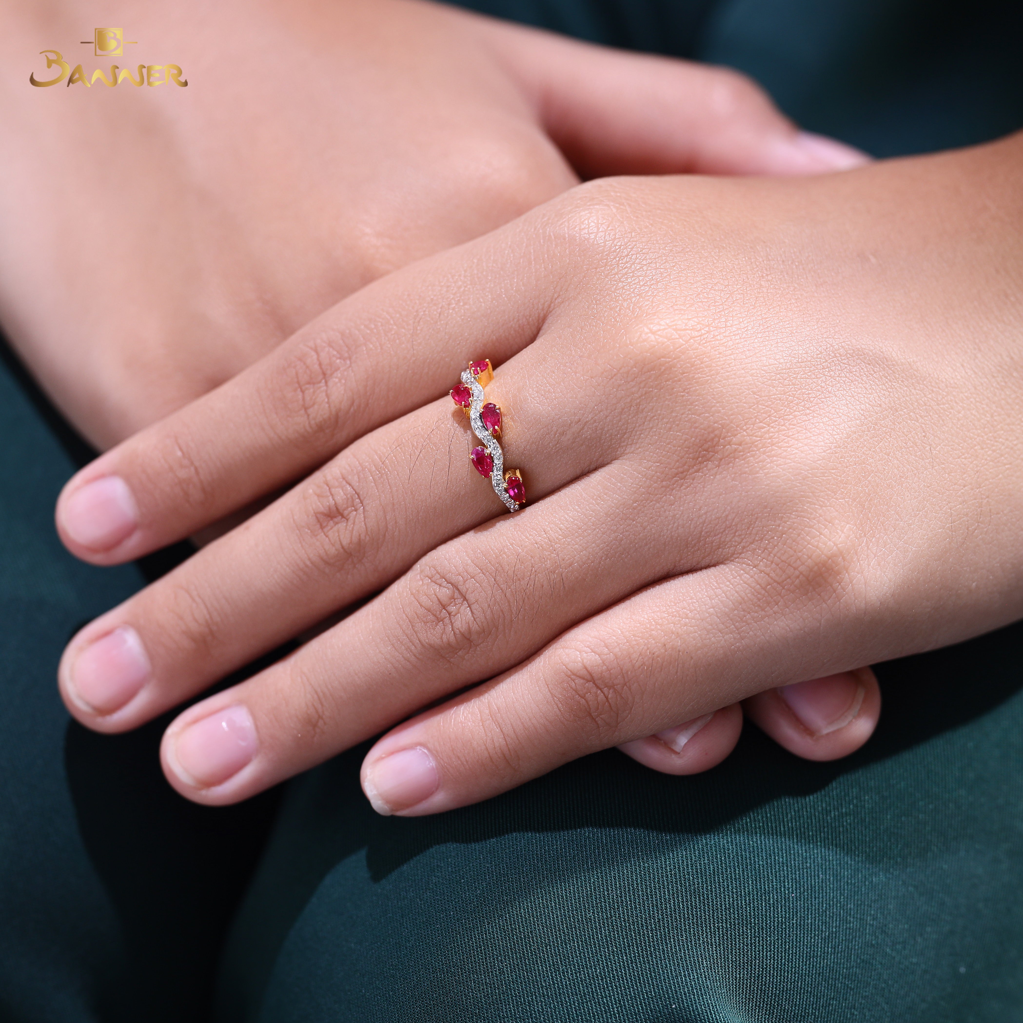 Ruby and Diamond Crisscross Ring
