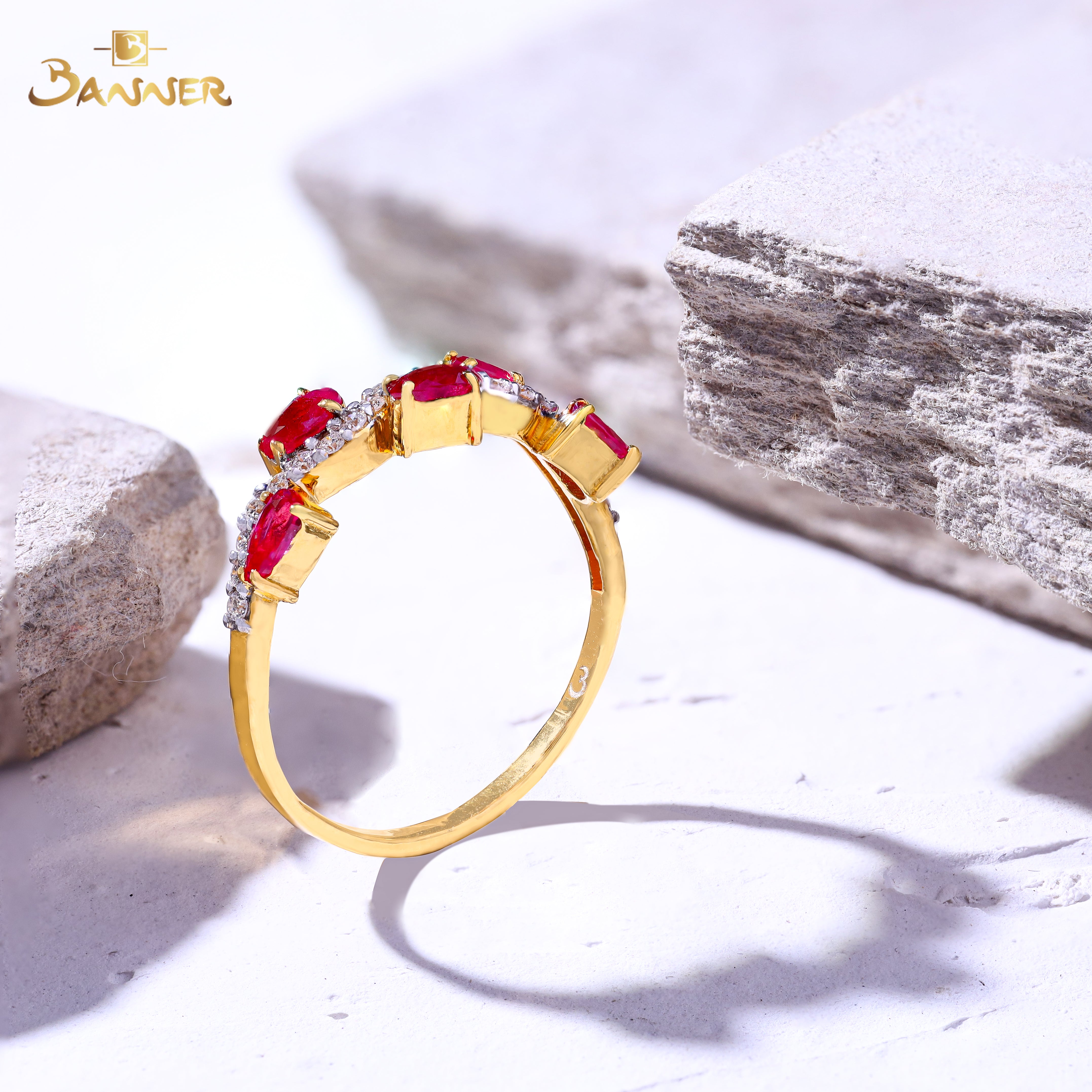 Ruby and Diamond Crisscross Ring