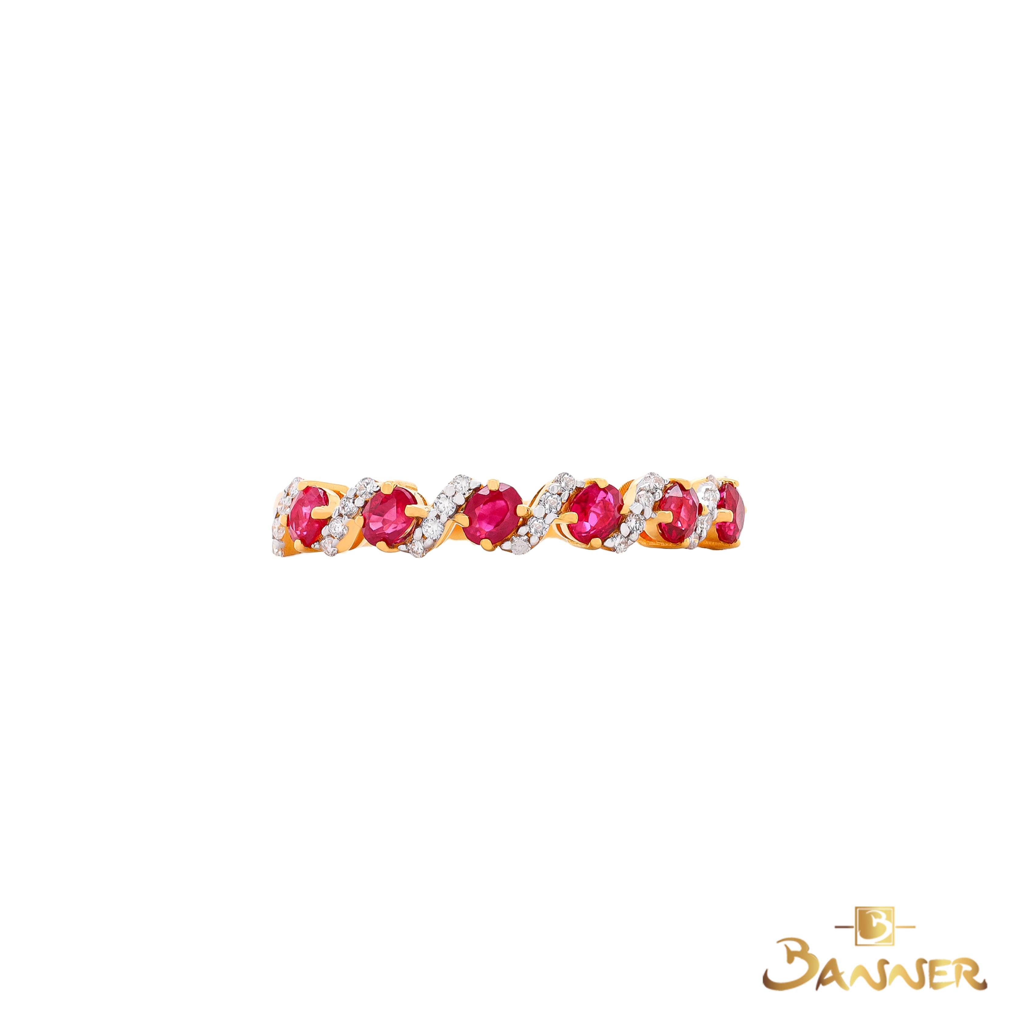 Ruby and Diamond Twist Eternity Ring