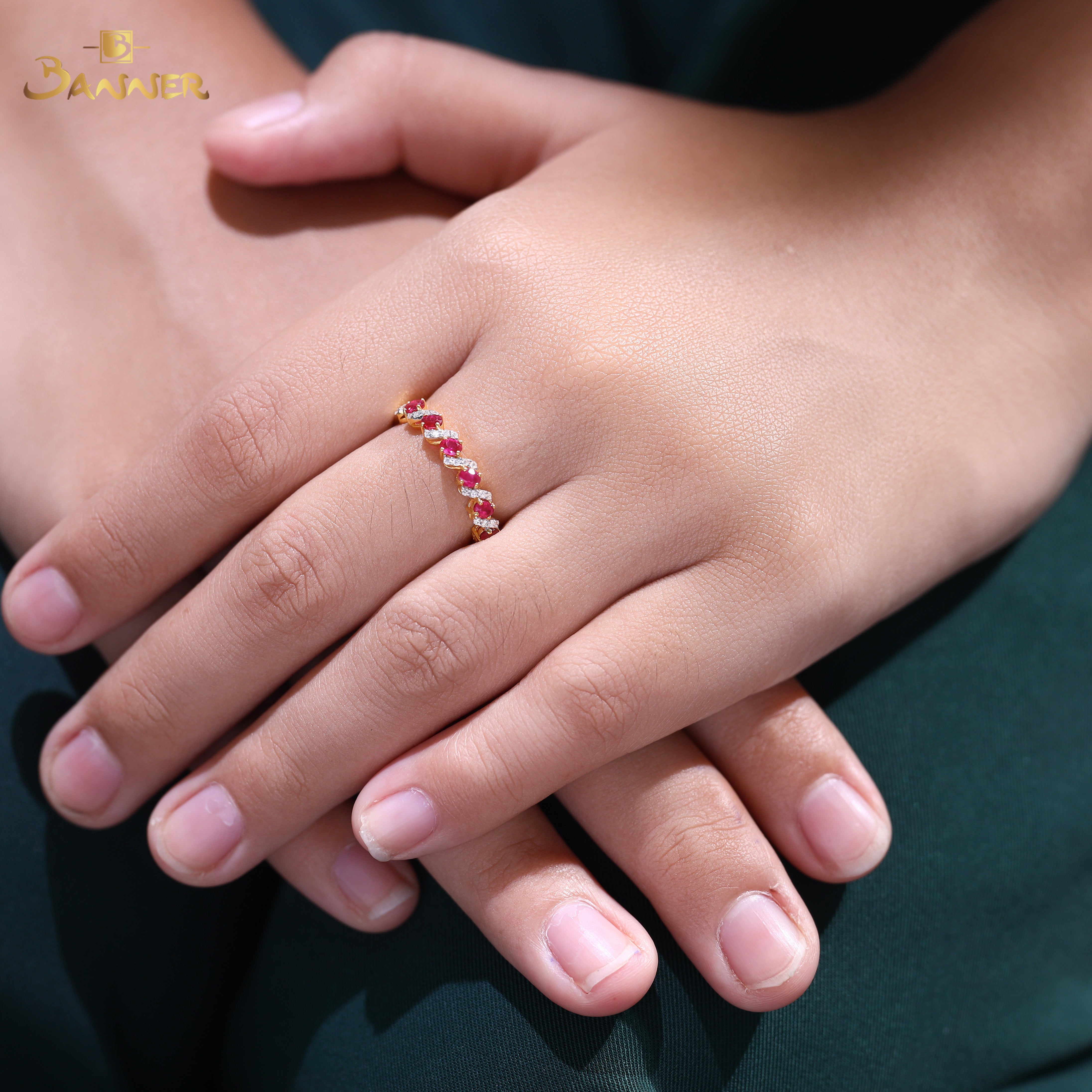 Ruby and Diamond Twist Eternity Ring