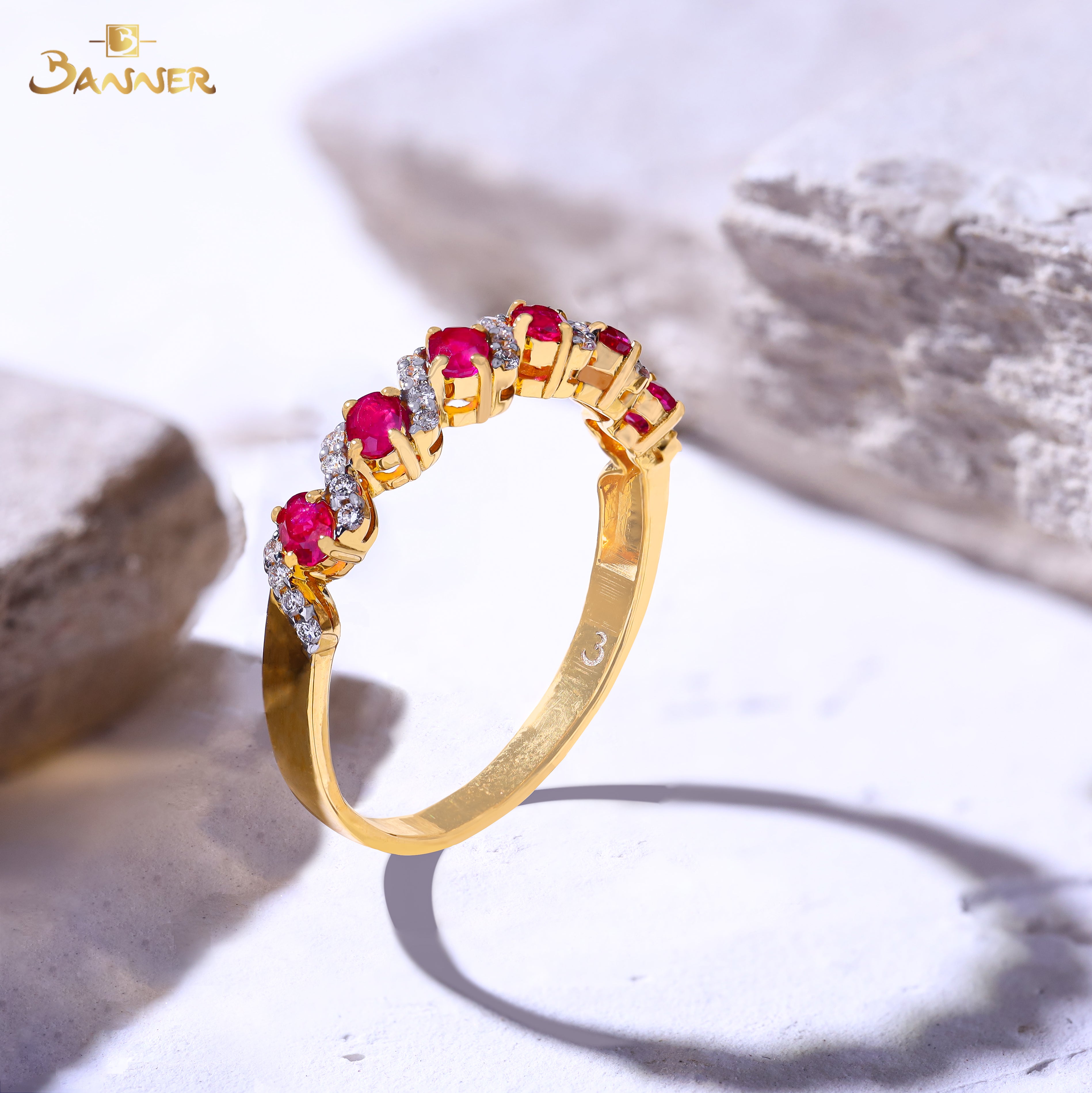 Ruby and Diamond Twist Eternity Ring