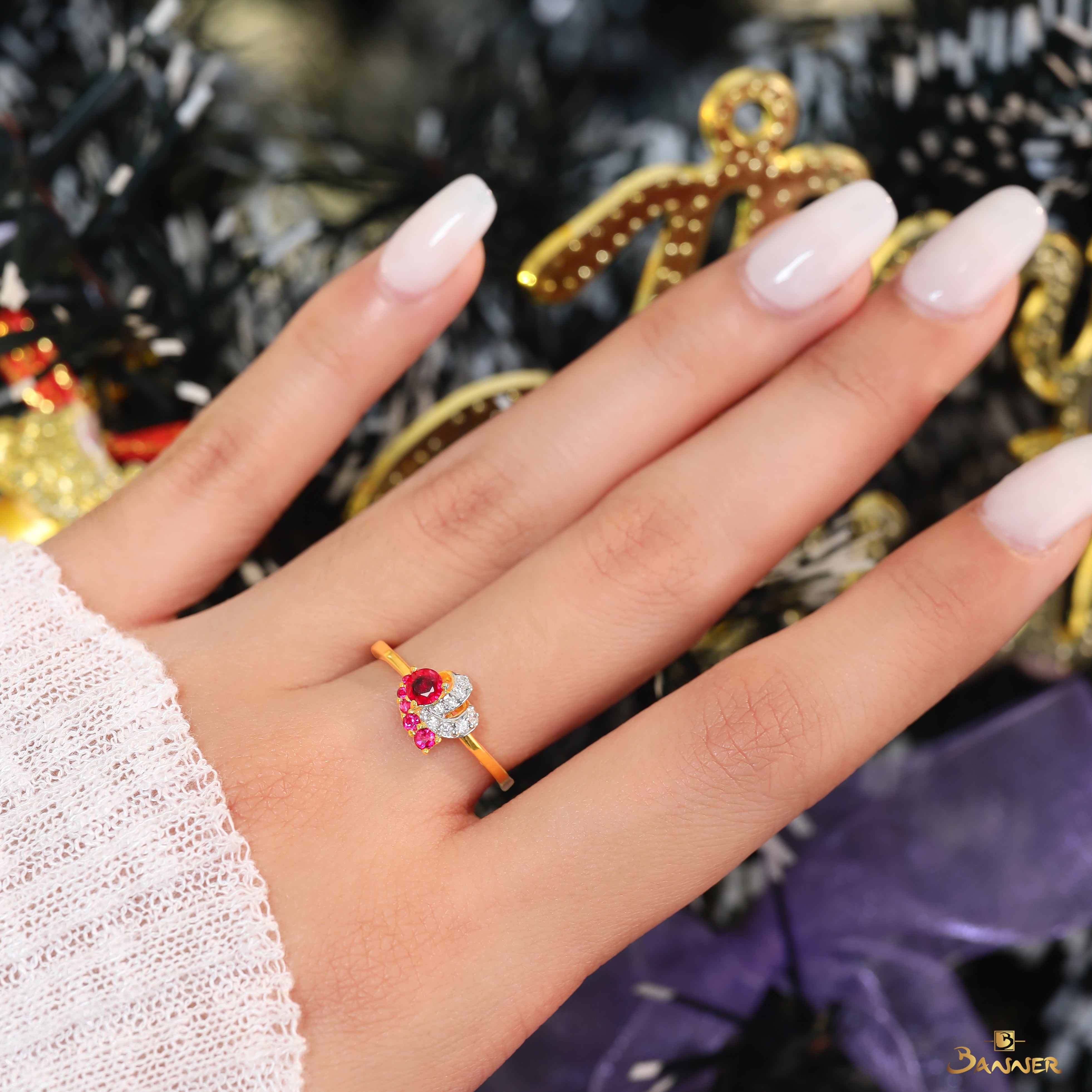 Ruby and Diamond Embrace Ring